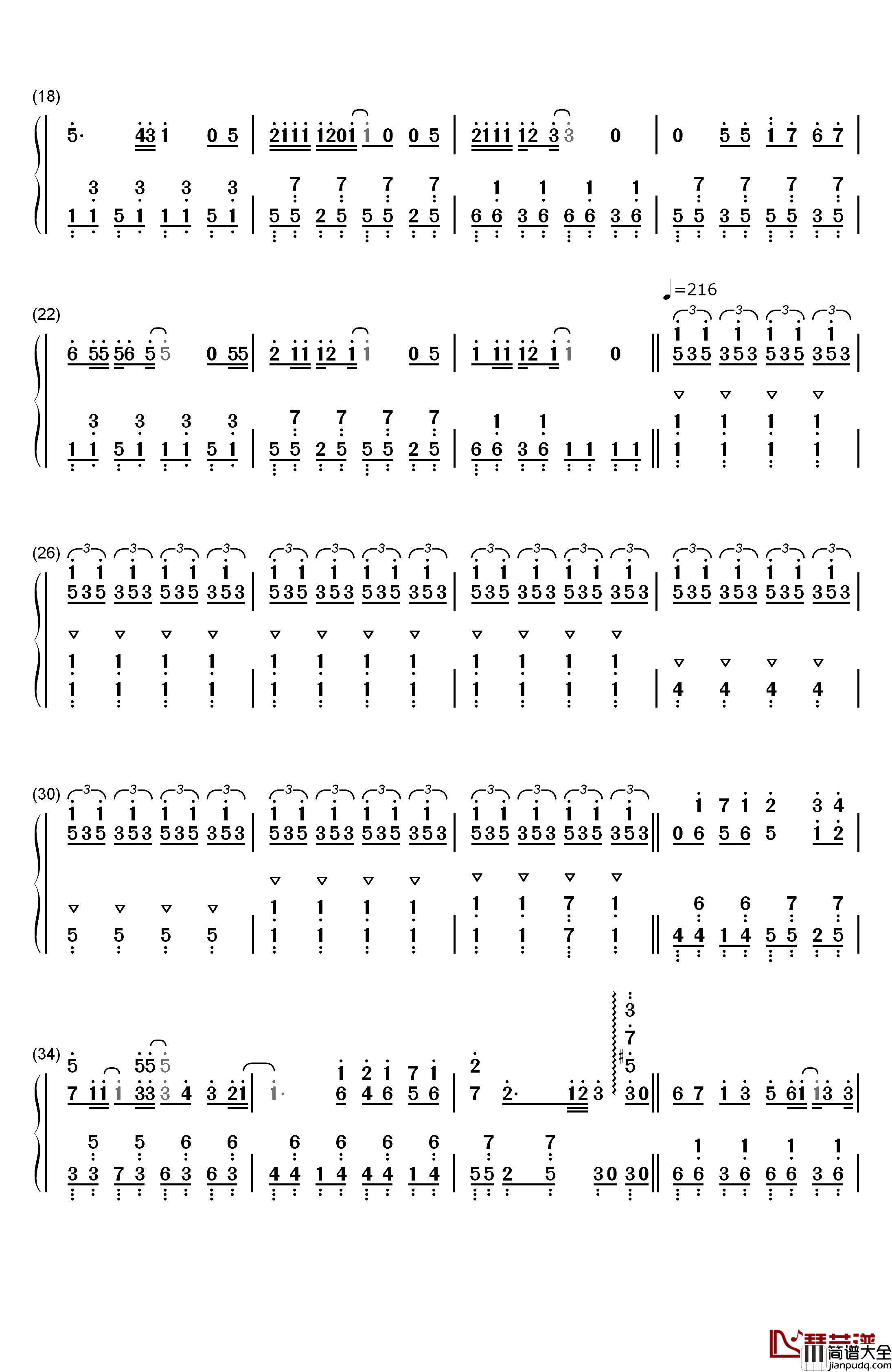 初音ミクの戸惑钢琴简谱_数字双手_初音未来