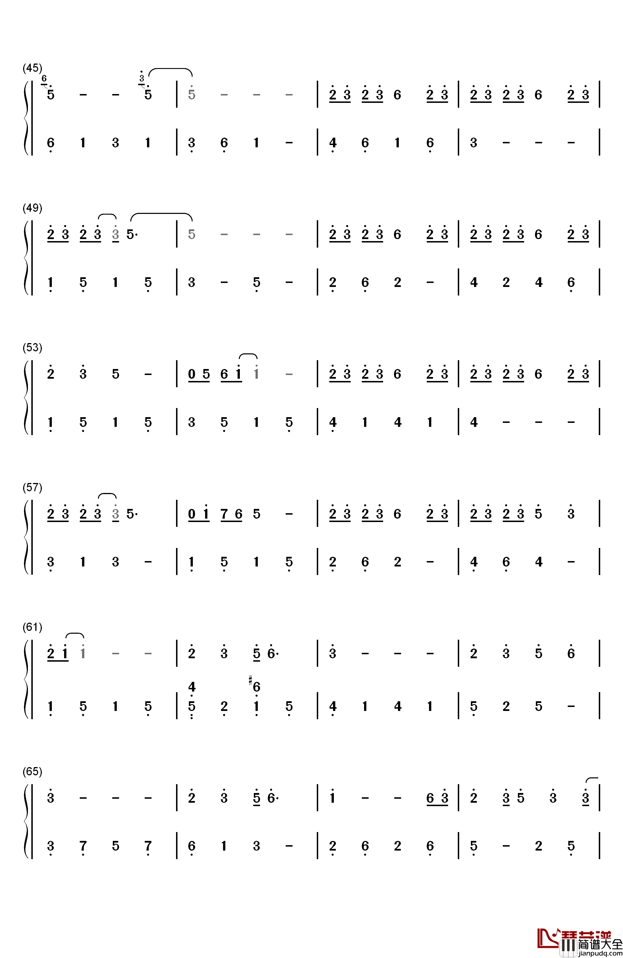 关键词钢琴简谱_数字双手_林俊杰