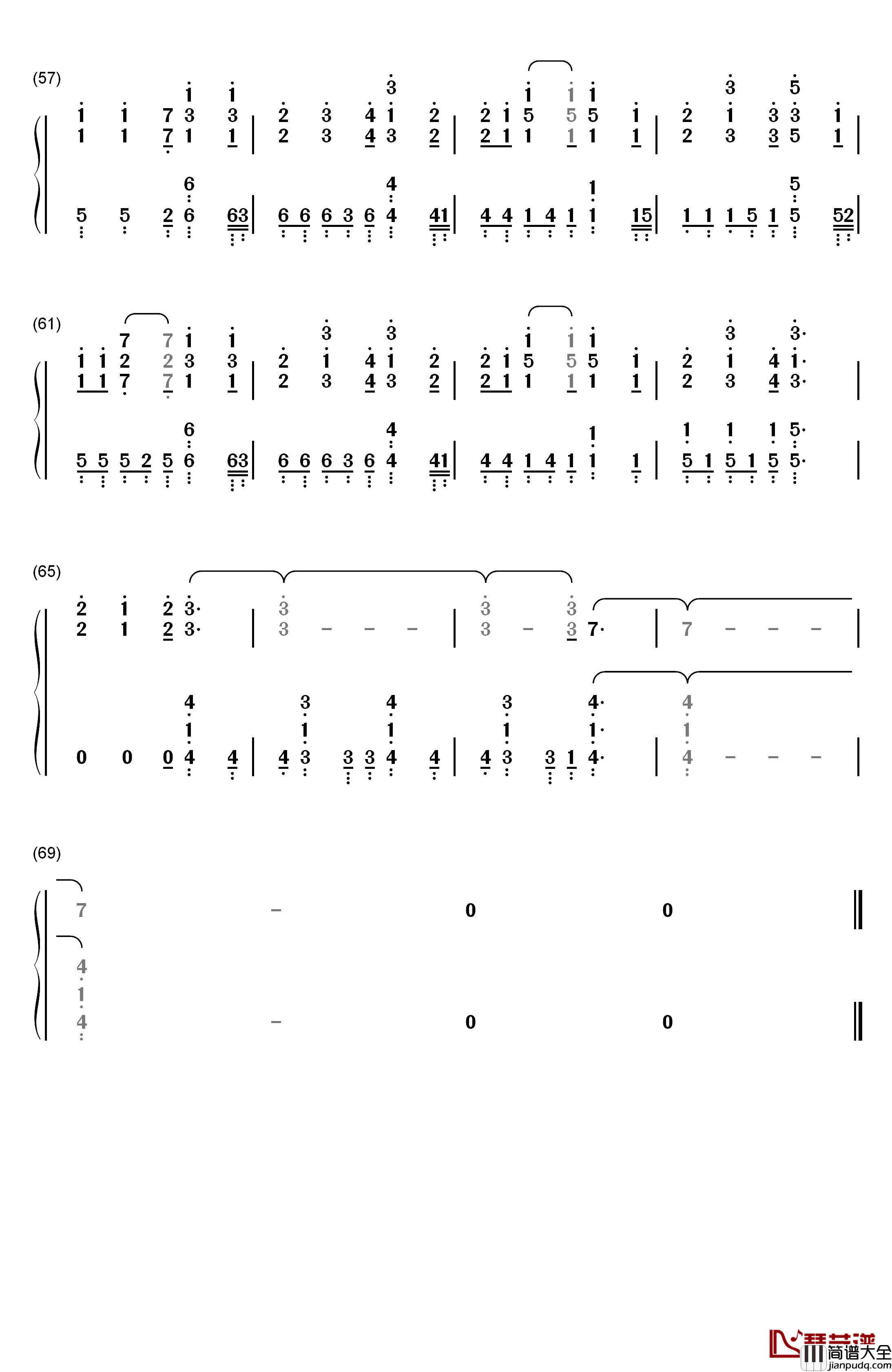 Outgrow钢琴简谱_数字双手_Gero