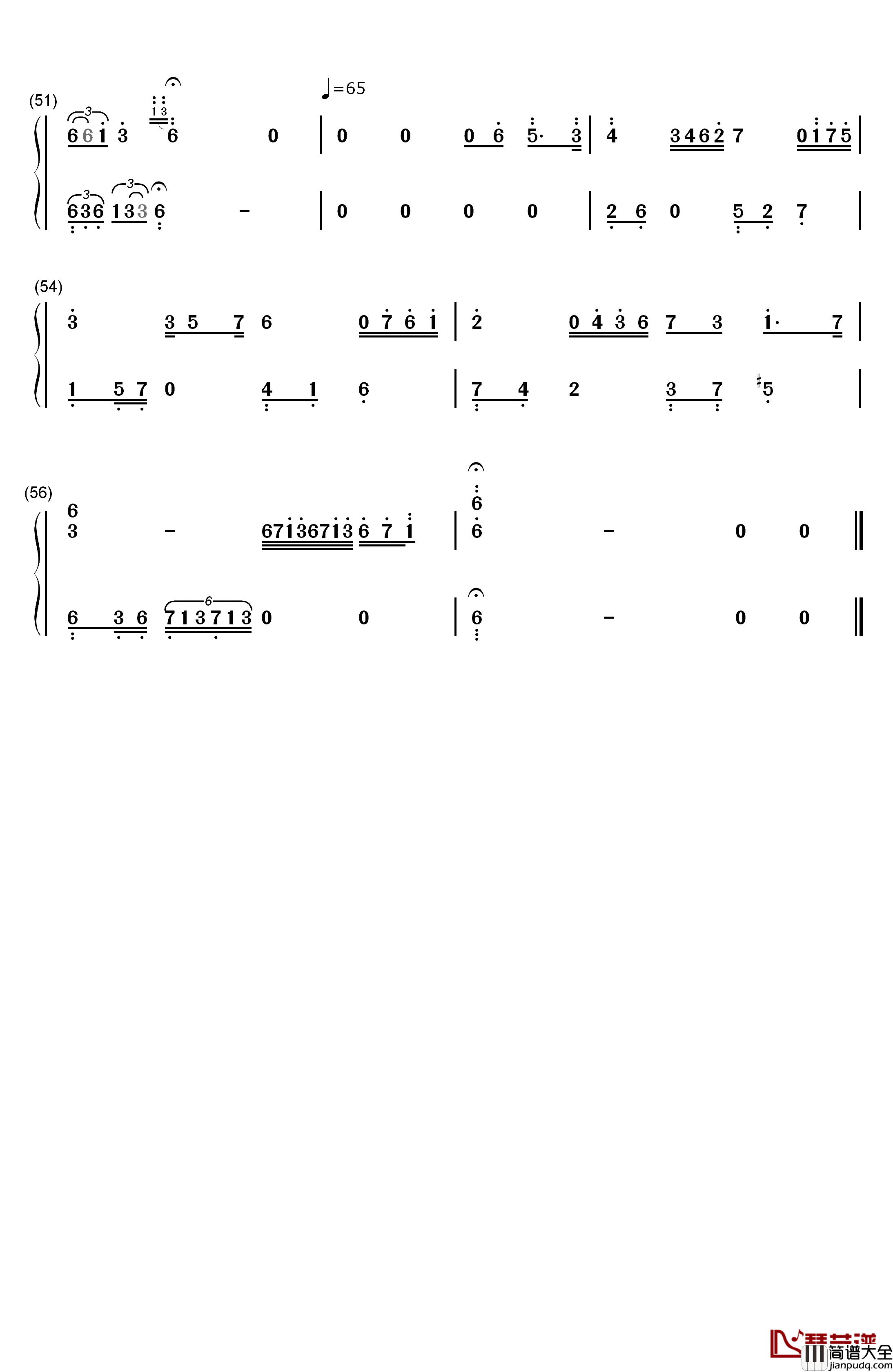 隐形的思念钢琴简谱_数字双手_石进