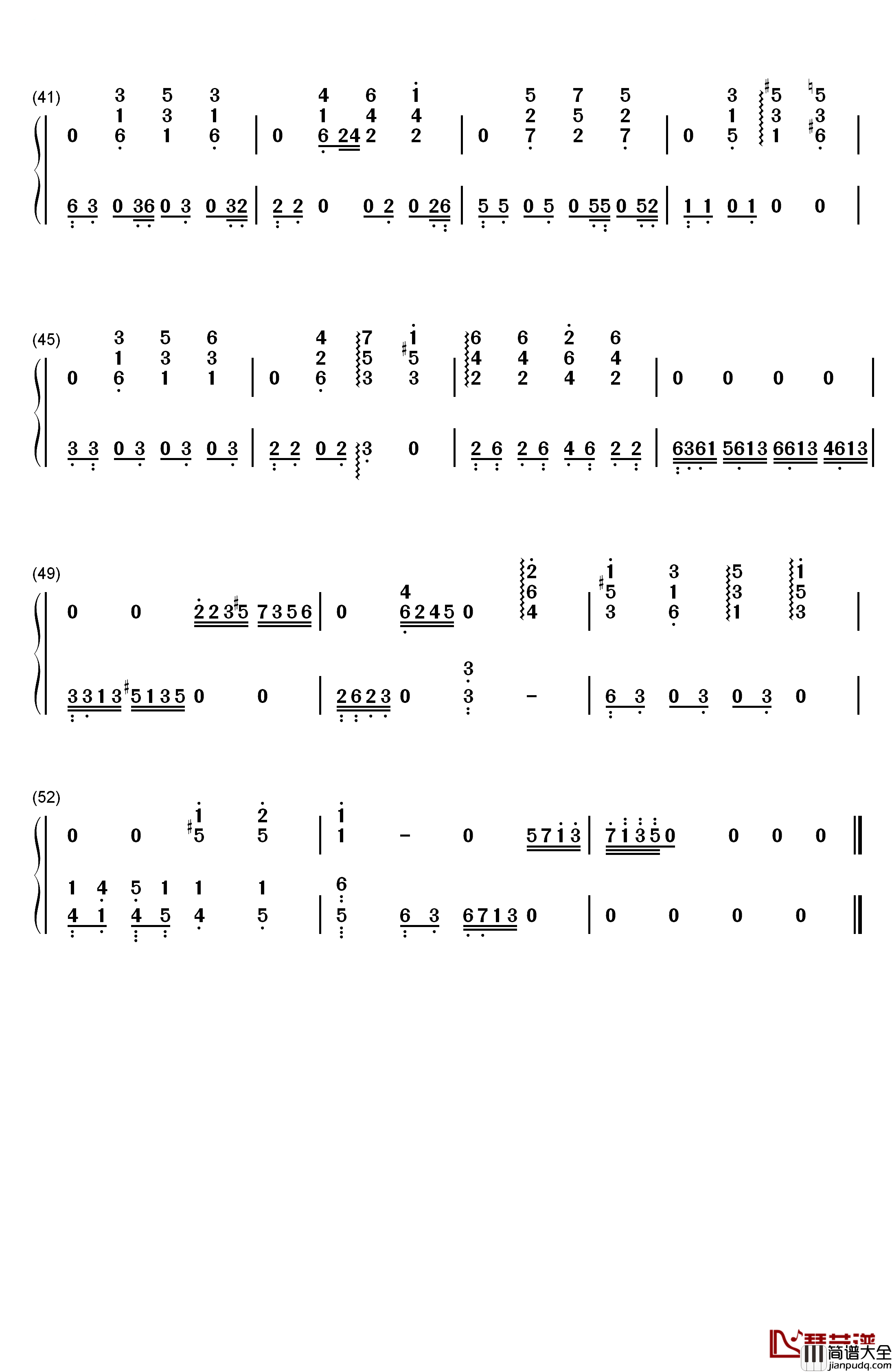 停格钢琴简谱_数字双手_蔡健雅