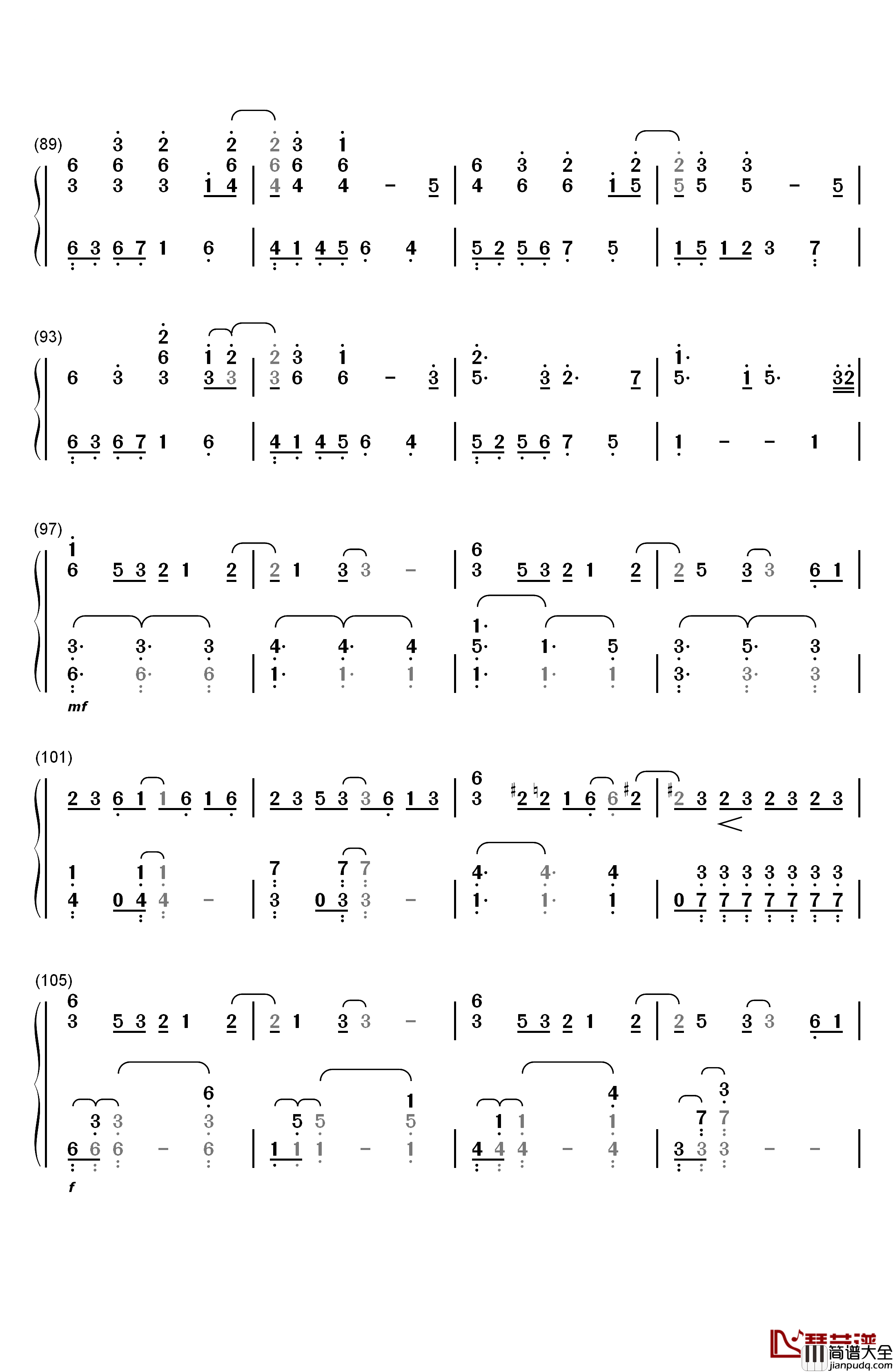 サマータイムレコード钢琴简谱_数字双手_IA