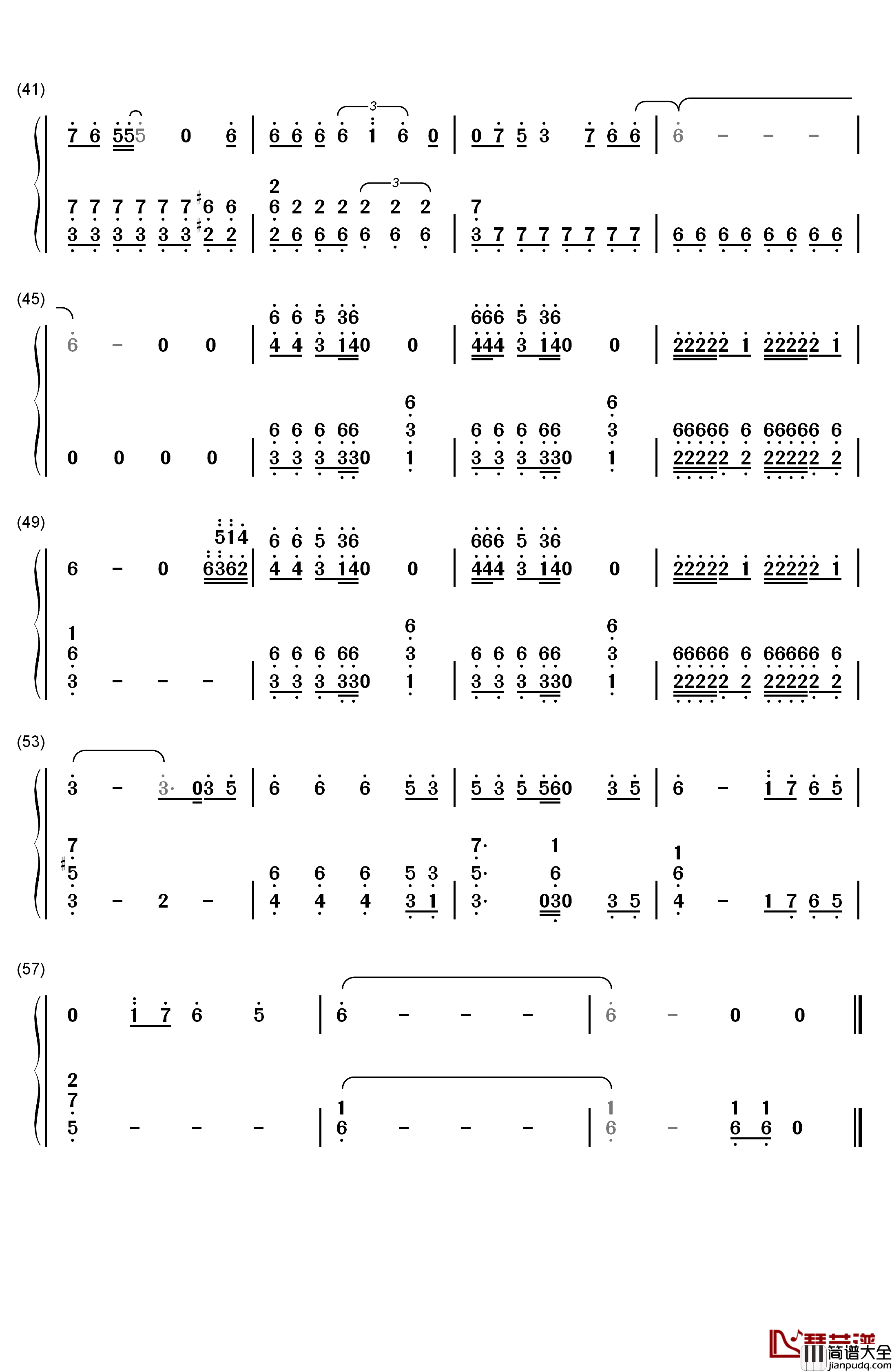 七龙珠主题曲钢琴简谱_数字双手_鸟山明