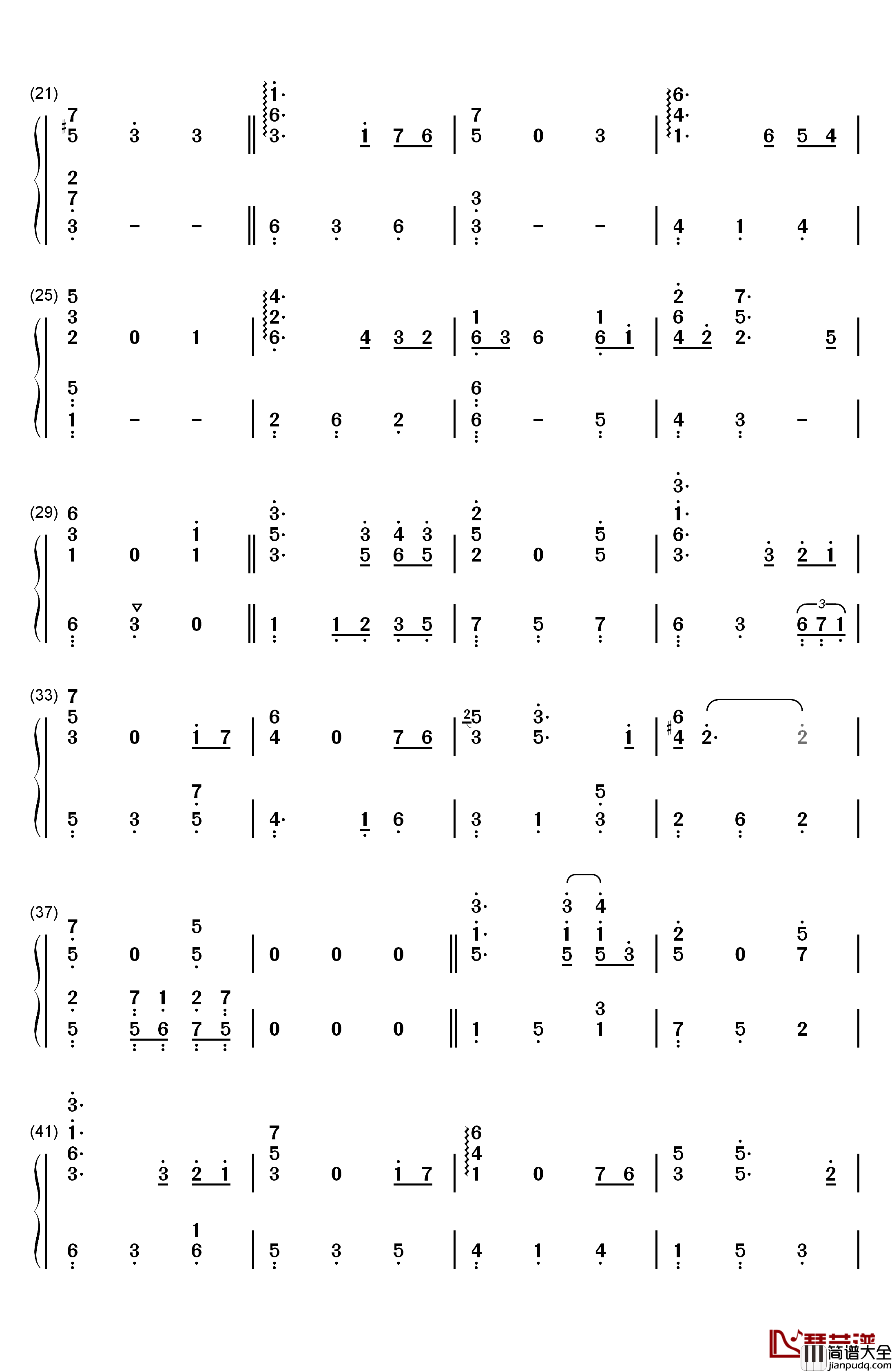 别了夏天钢琴简谱_数字双手_手嶌葵_宫崎骏