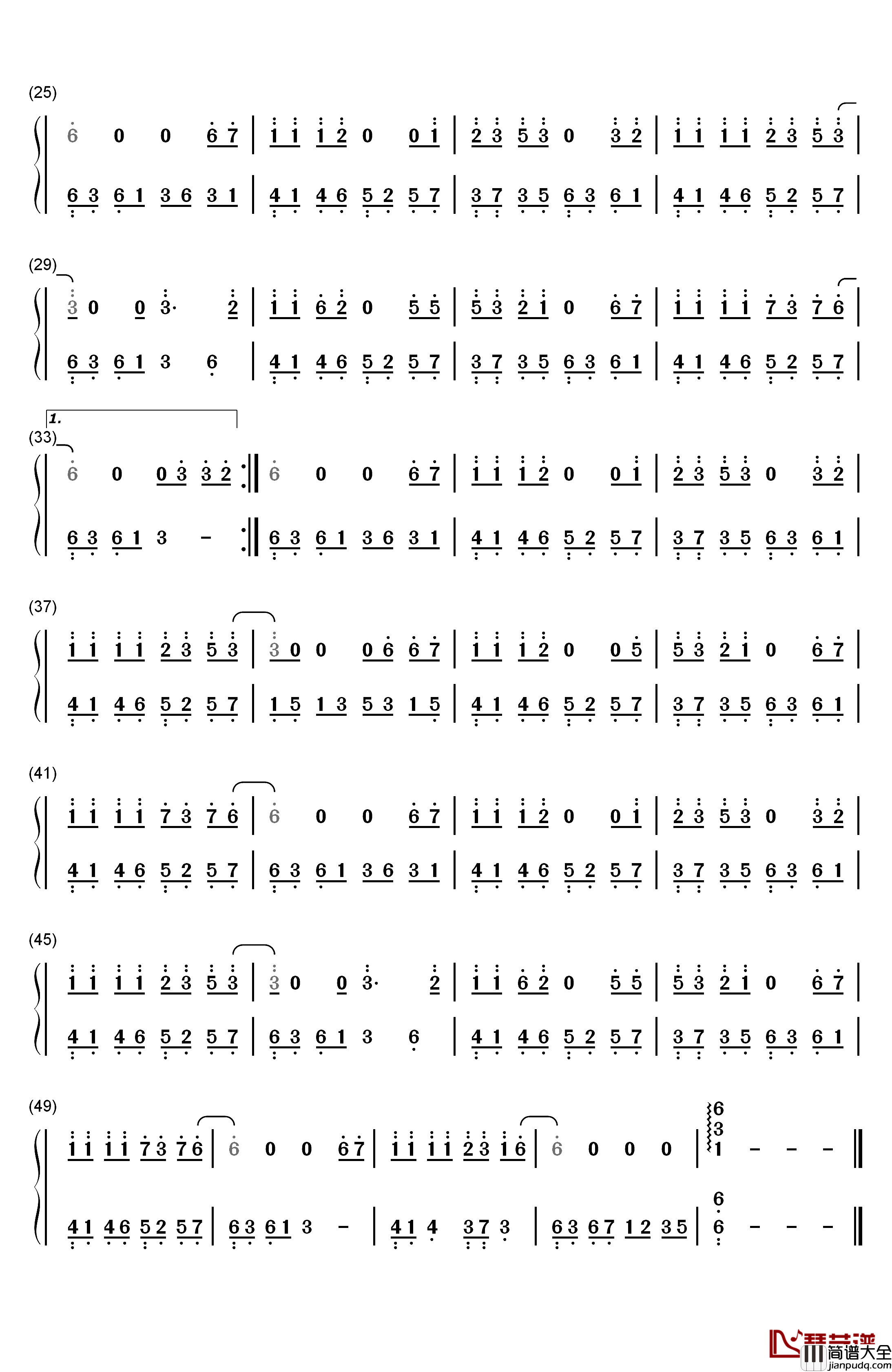 林中鸟钢琴简谱_数字双手_葛林