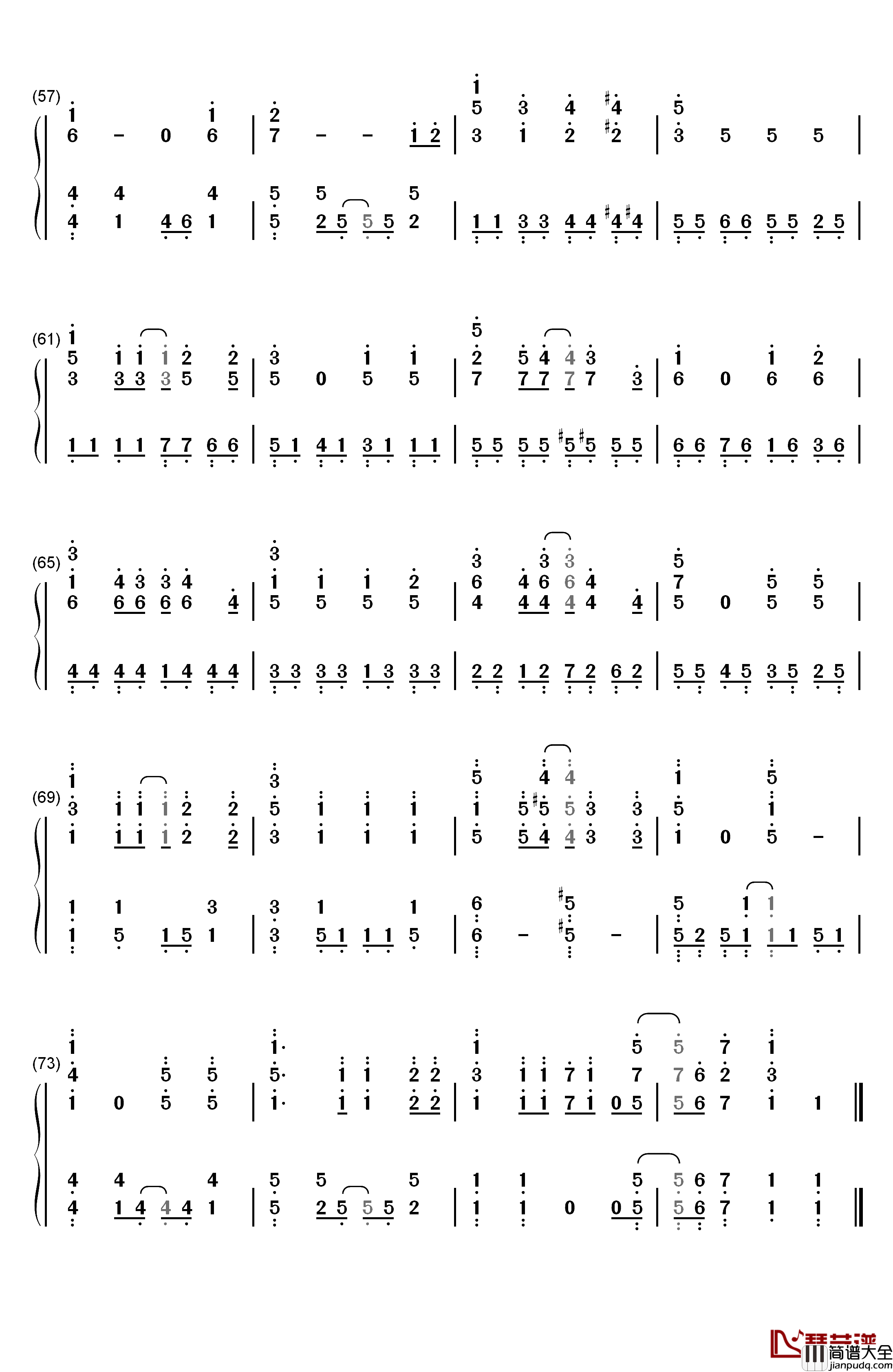 ハッピー・ハッピー・フレンズ钢琴简谱_数字双手_わたてん☆5