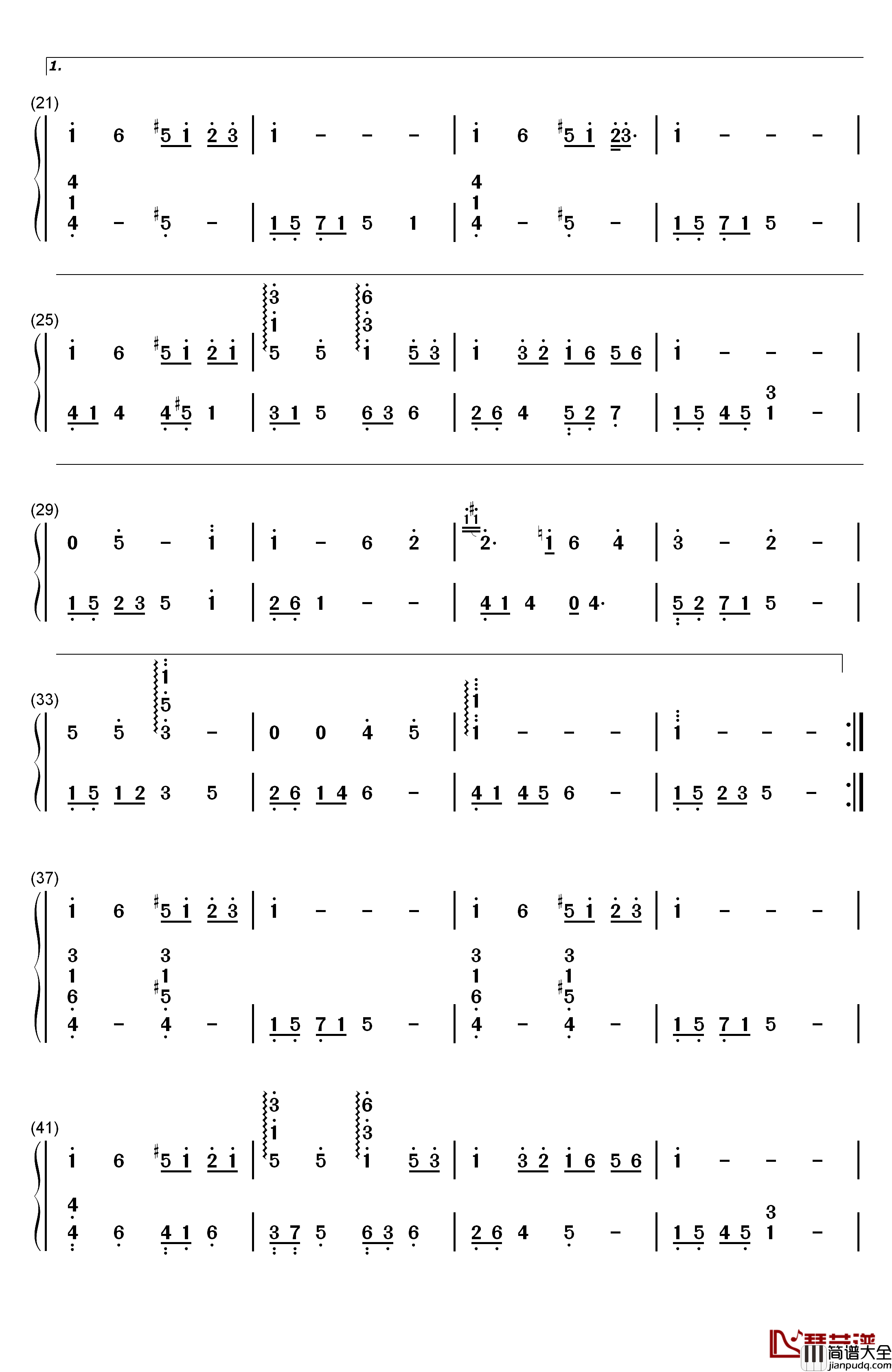 今晩はお月さん钢琴简谱_数字双手_Humbert_Humbert