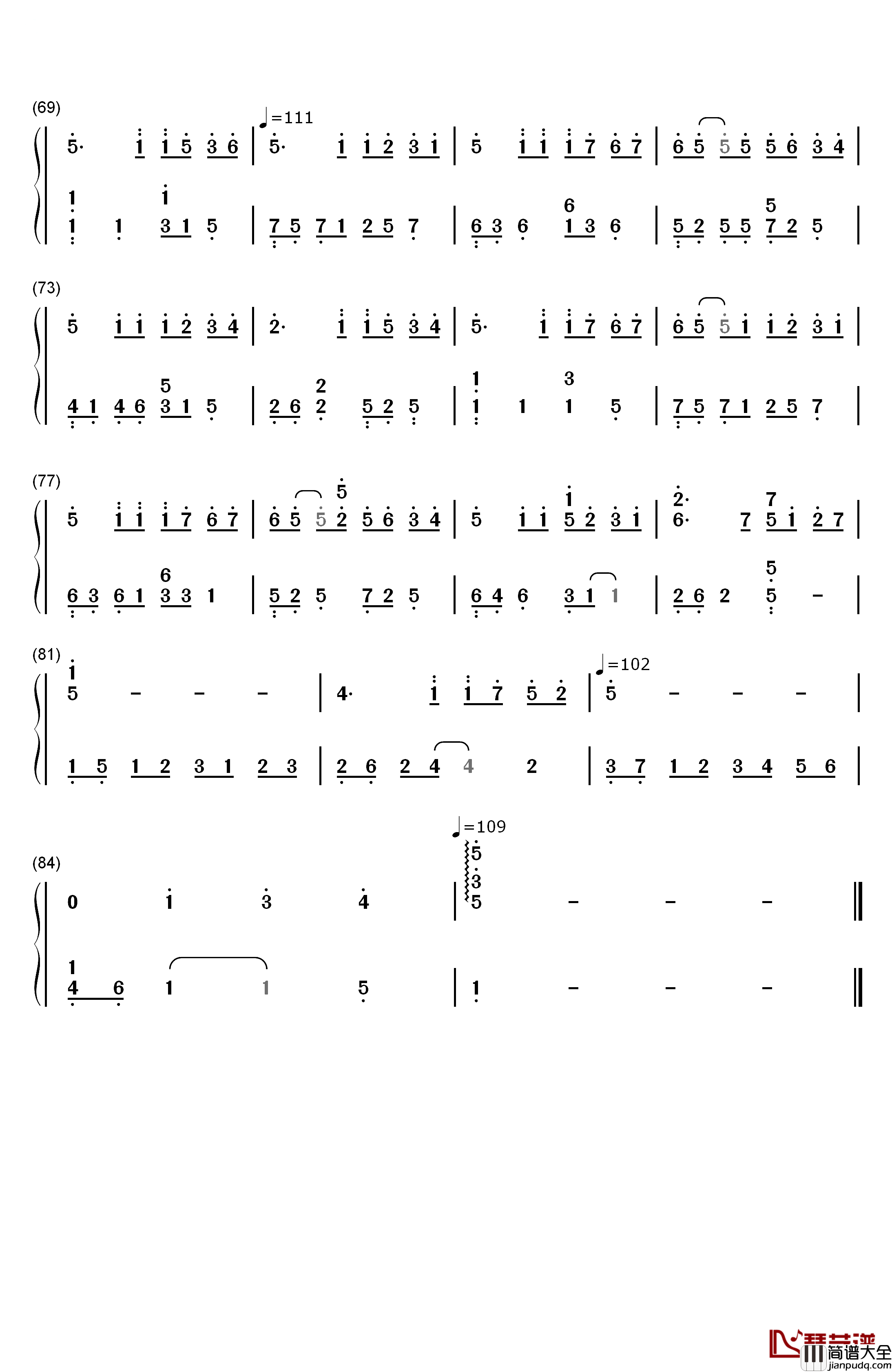 风筝与风钢琴简谱_数字双手_Twins