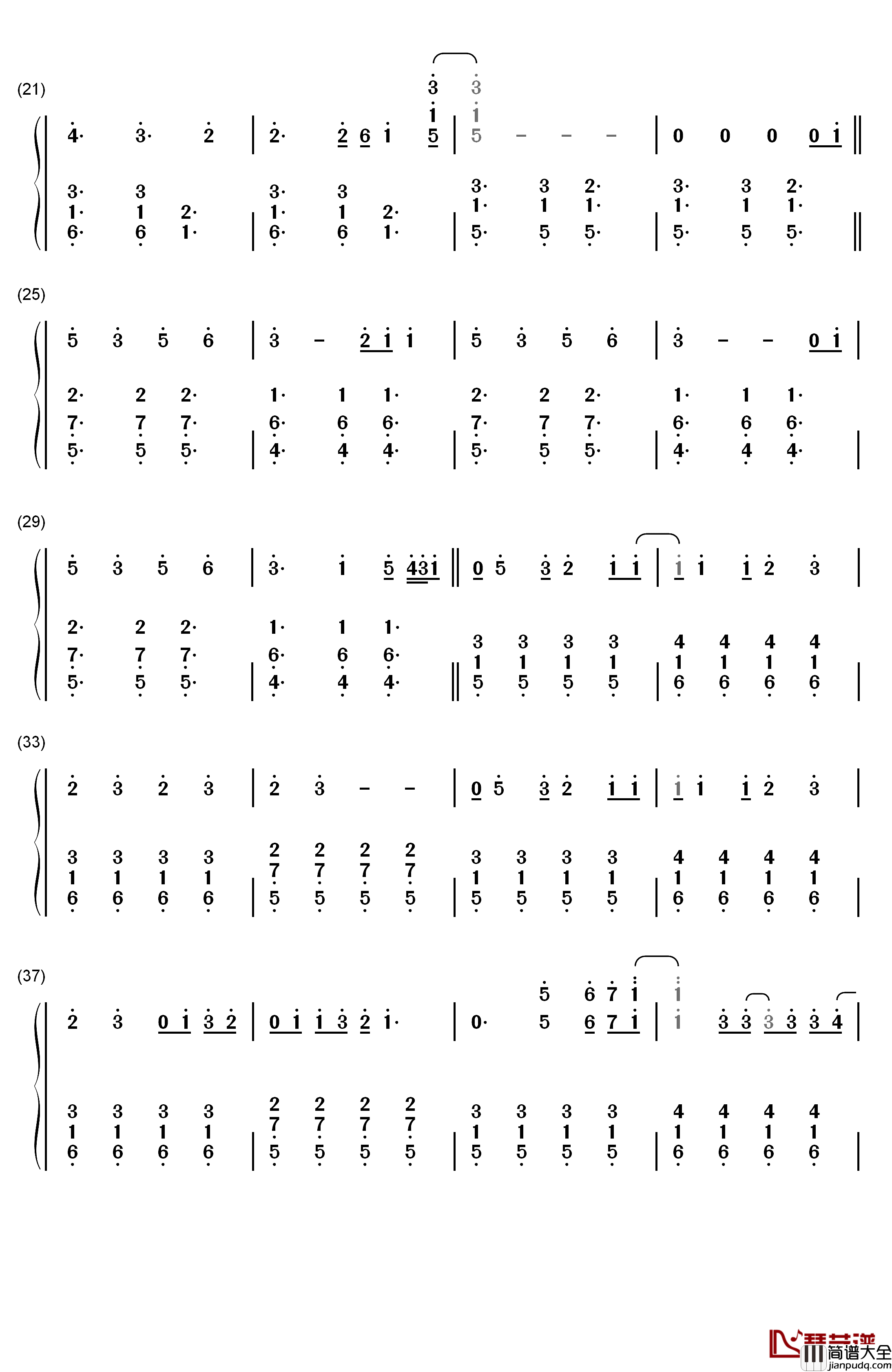 18钢琴简谱_数字双手_One_Direction