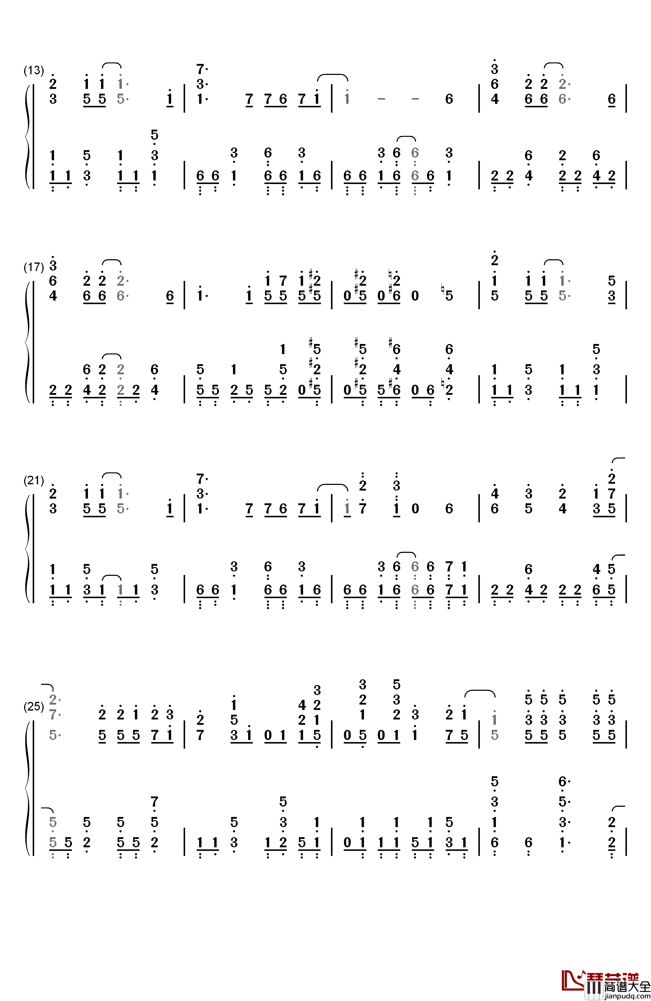 仆らは今のなかで钢琴简谱_数字双手_μ's