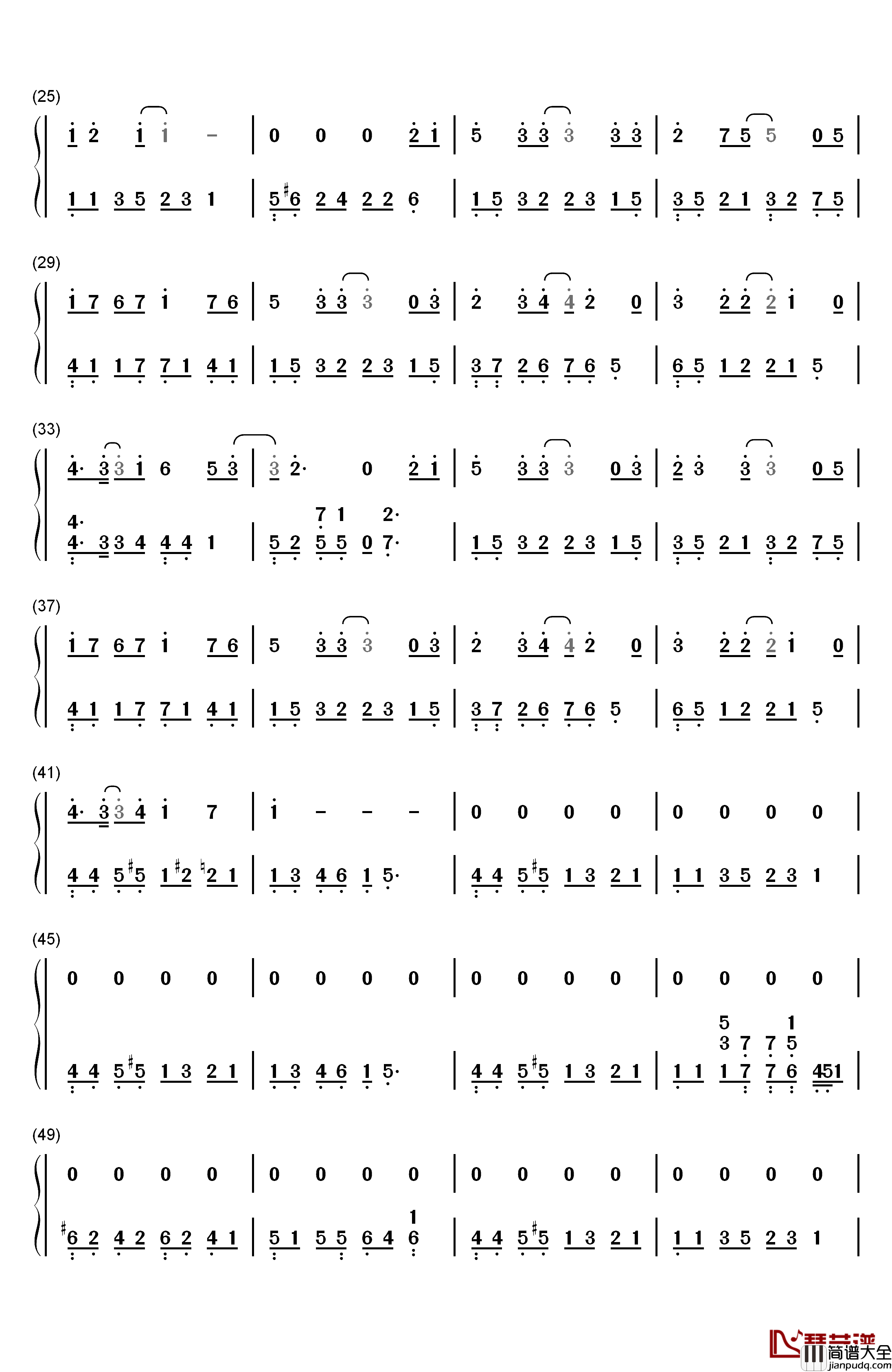 旋木钢琴简谱_数字双手_王菲