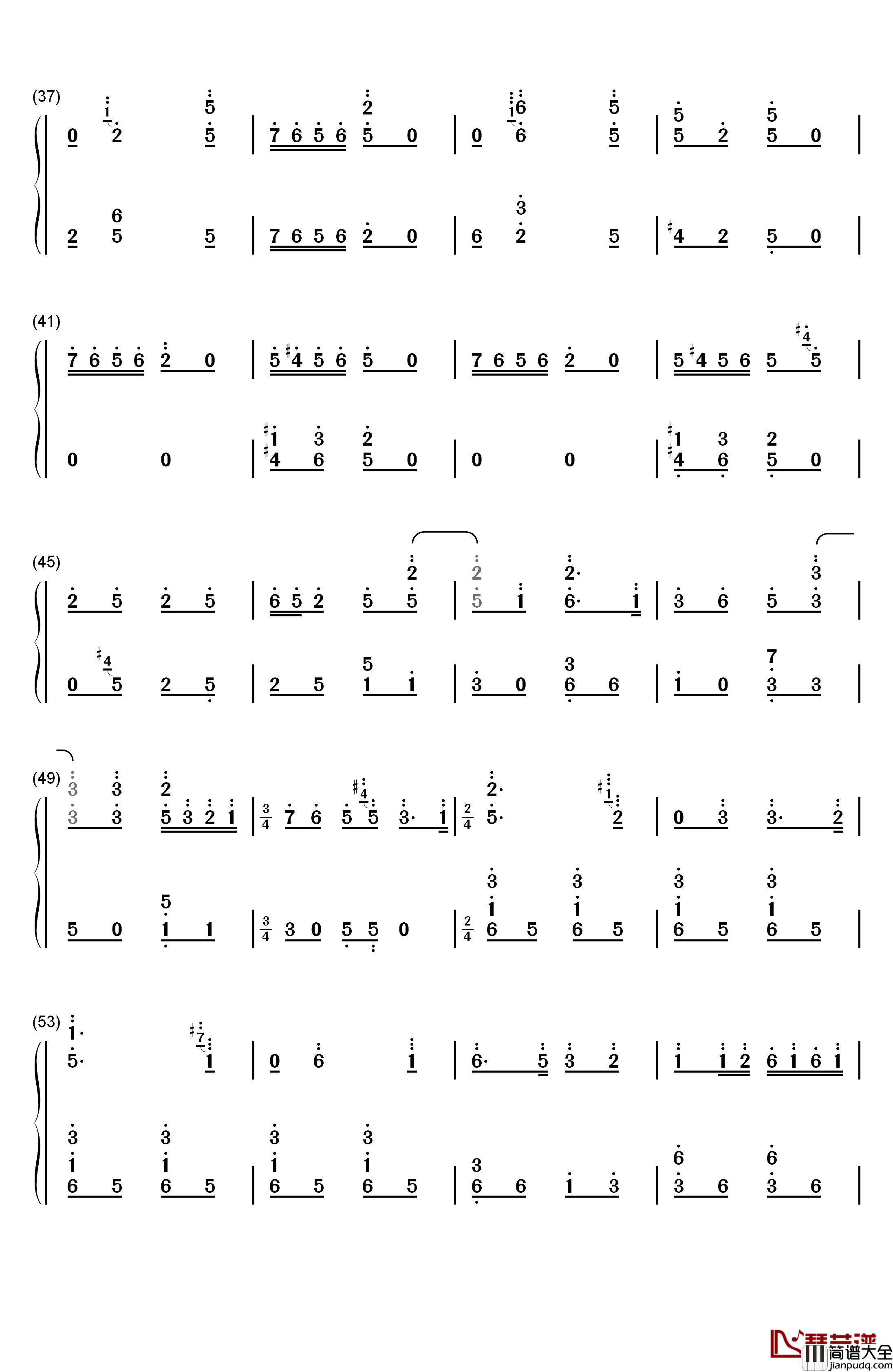 百鸟朝凤钢琴简谱_数字双手_王建中