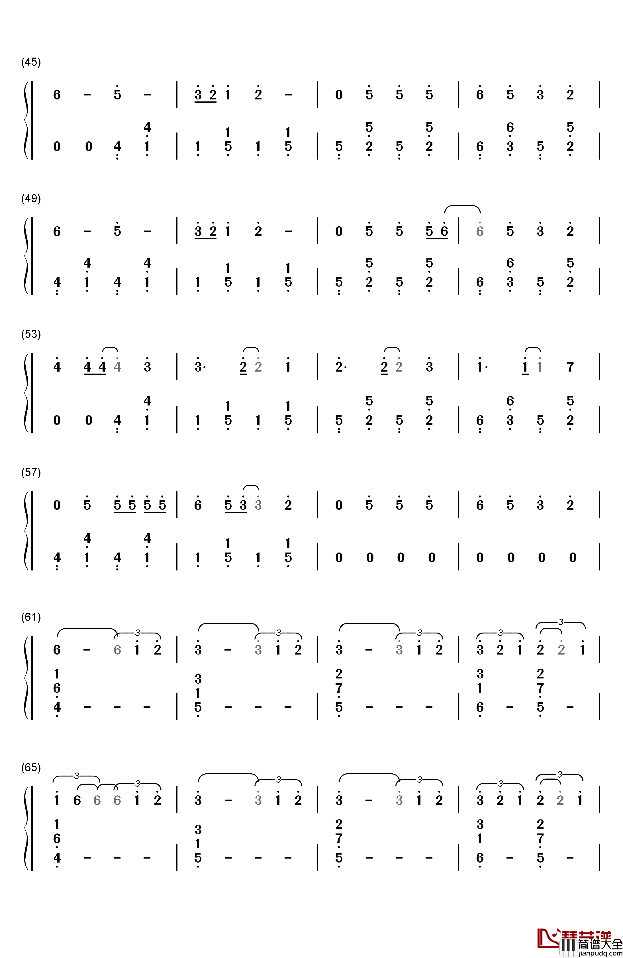 Final_Song钢琴简谱_数字双手_MO