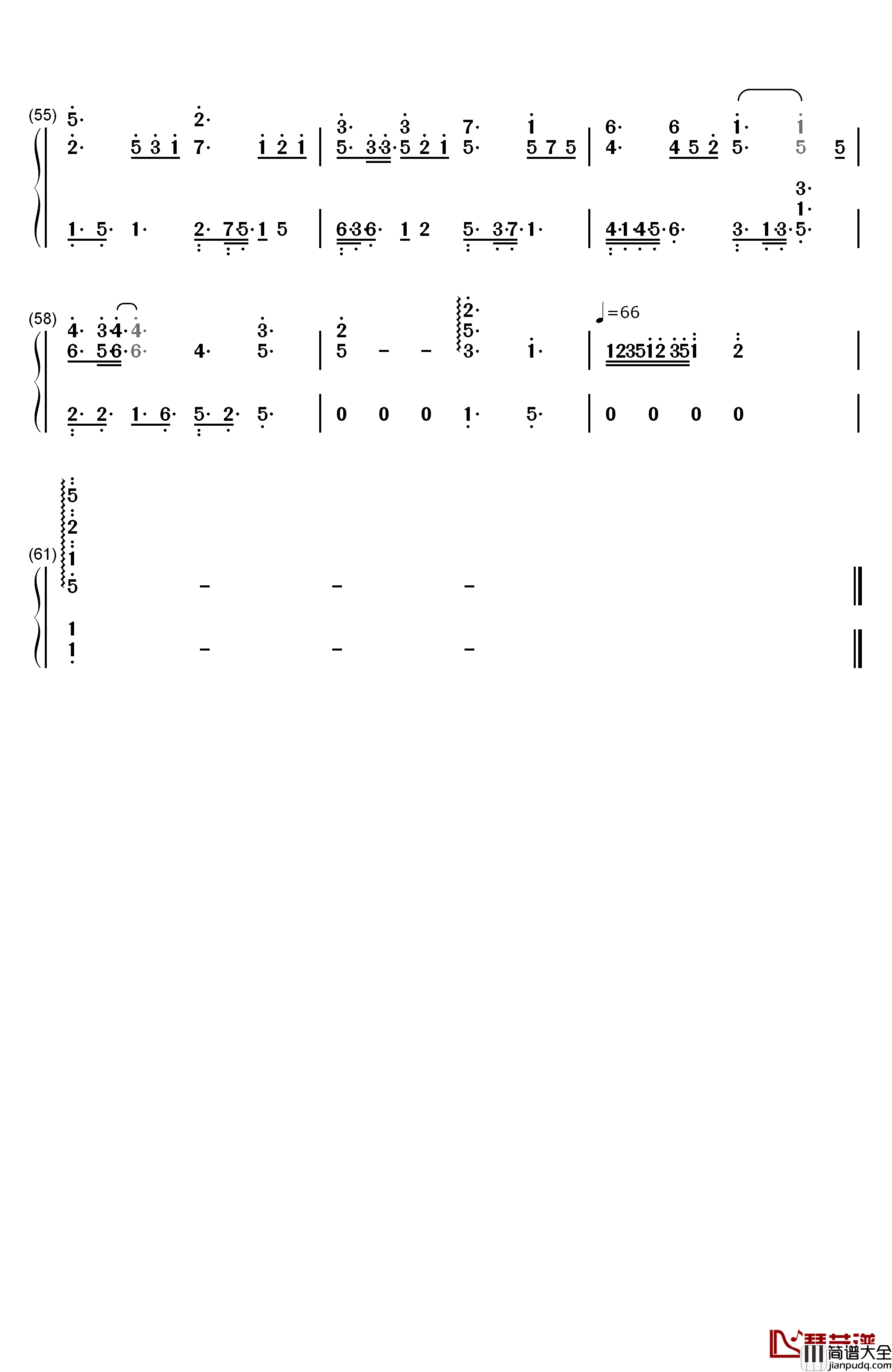 遥远的你钢琴简谱_数字双手_221小伙伴