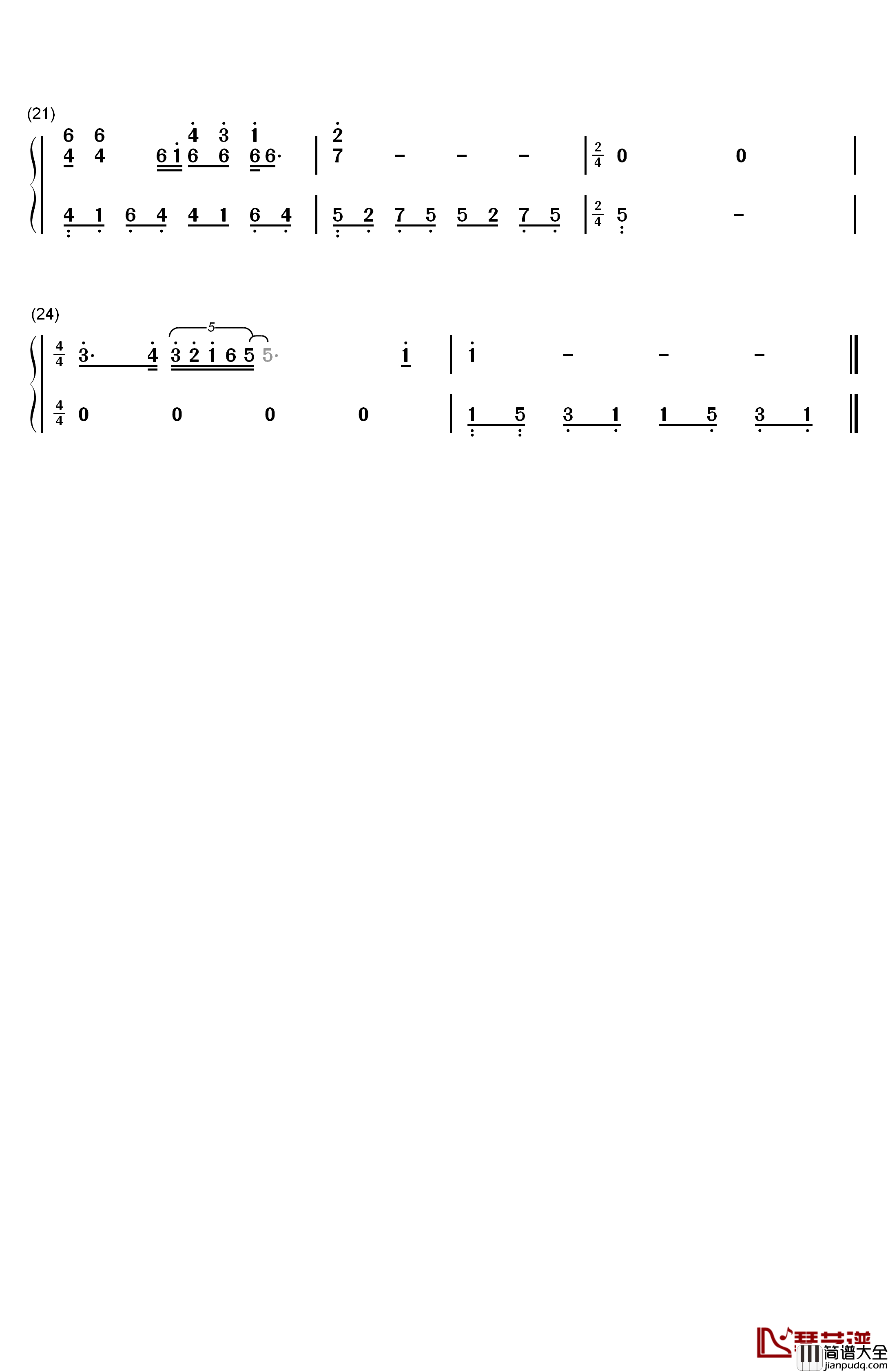 等待钢琴简谱_数字双手_韩磊