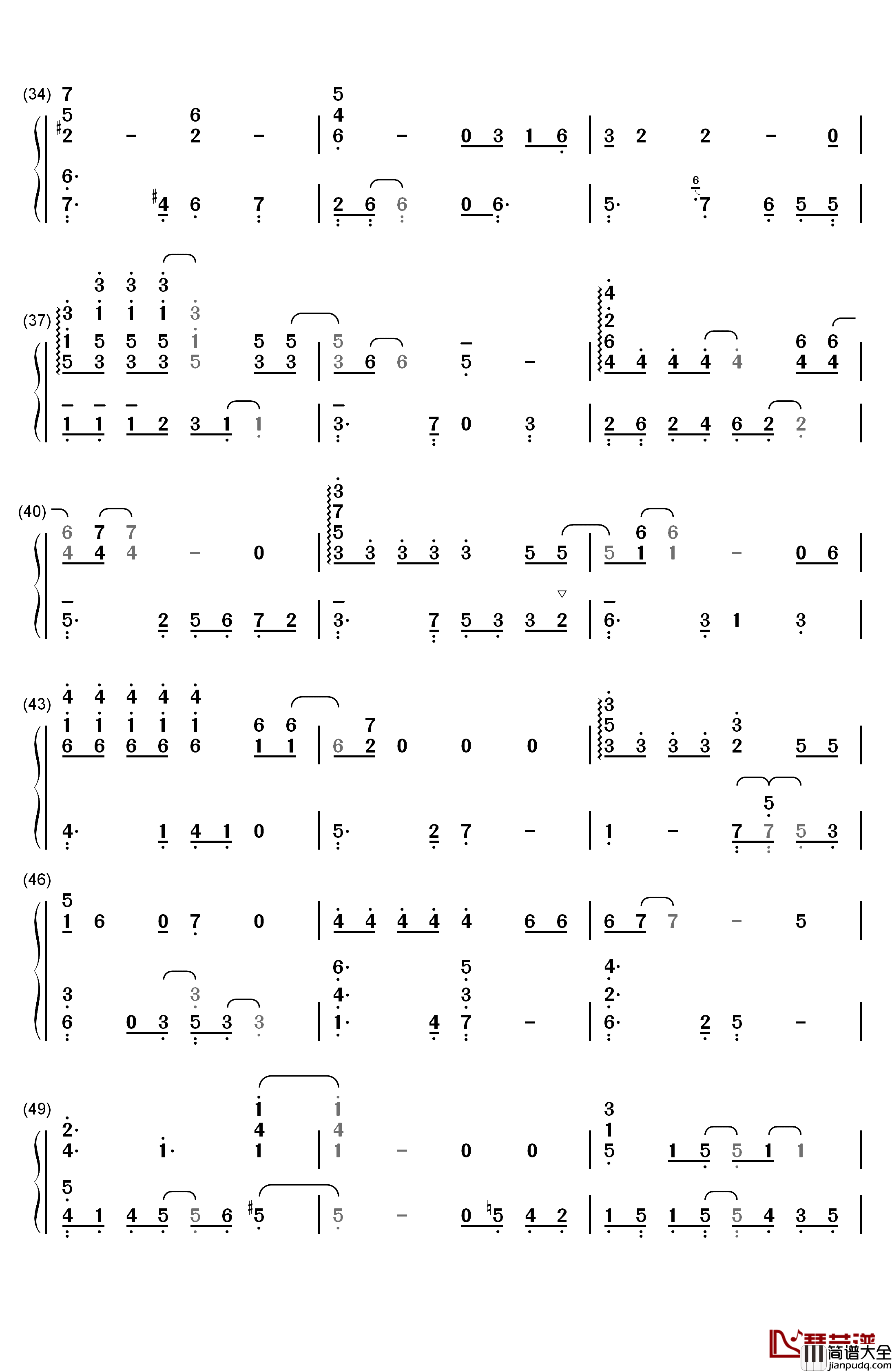 可曾记得爱钢琴简谱_数字双手_饭岛真理