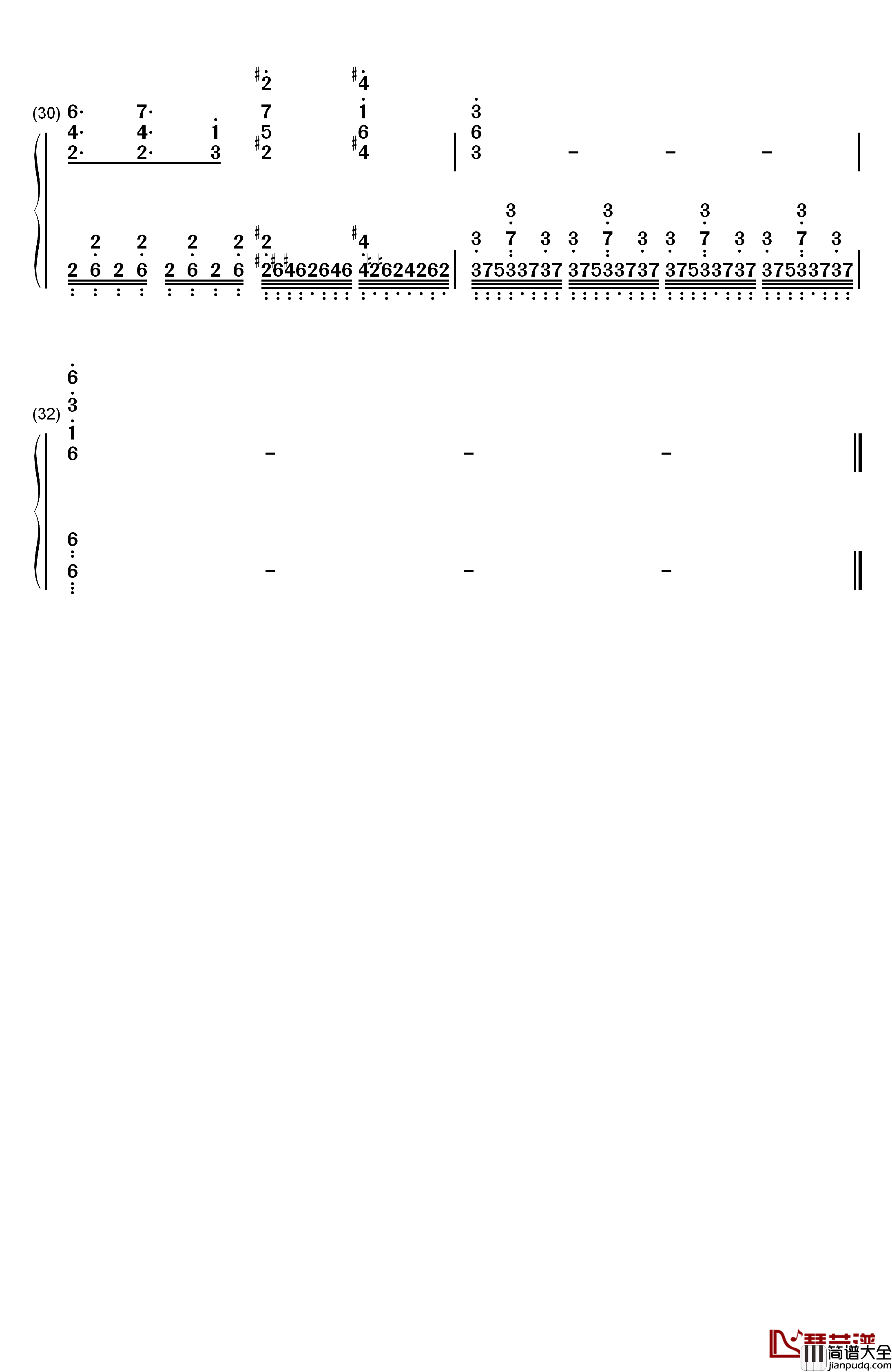 STAND_PROUD钢琴简谱_数字双手_桥本仁