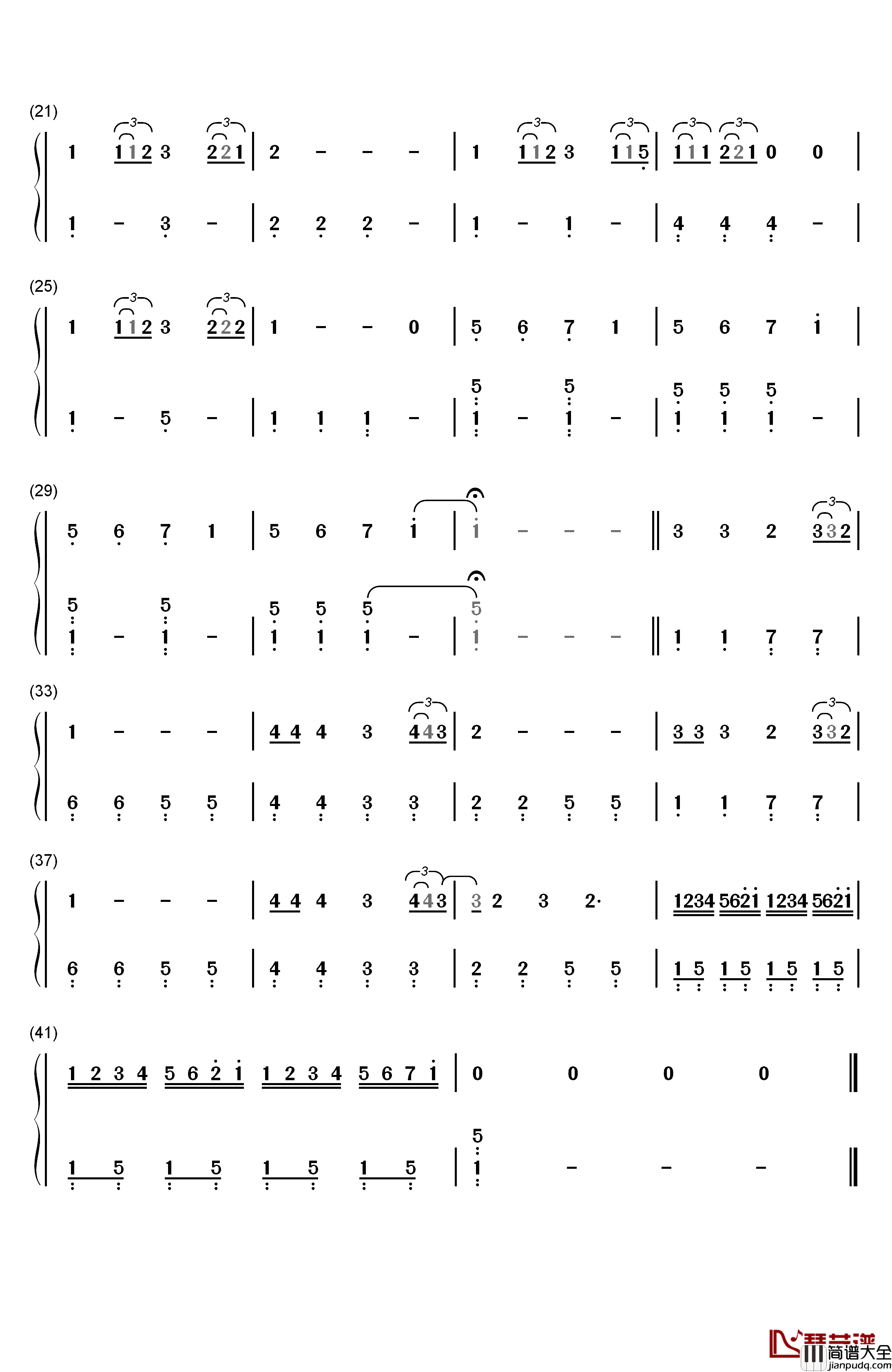 皮卡丘之歌钢琴简谱_数字双手_大谷育江