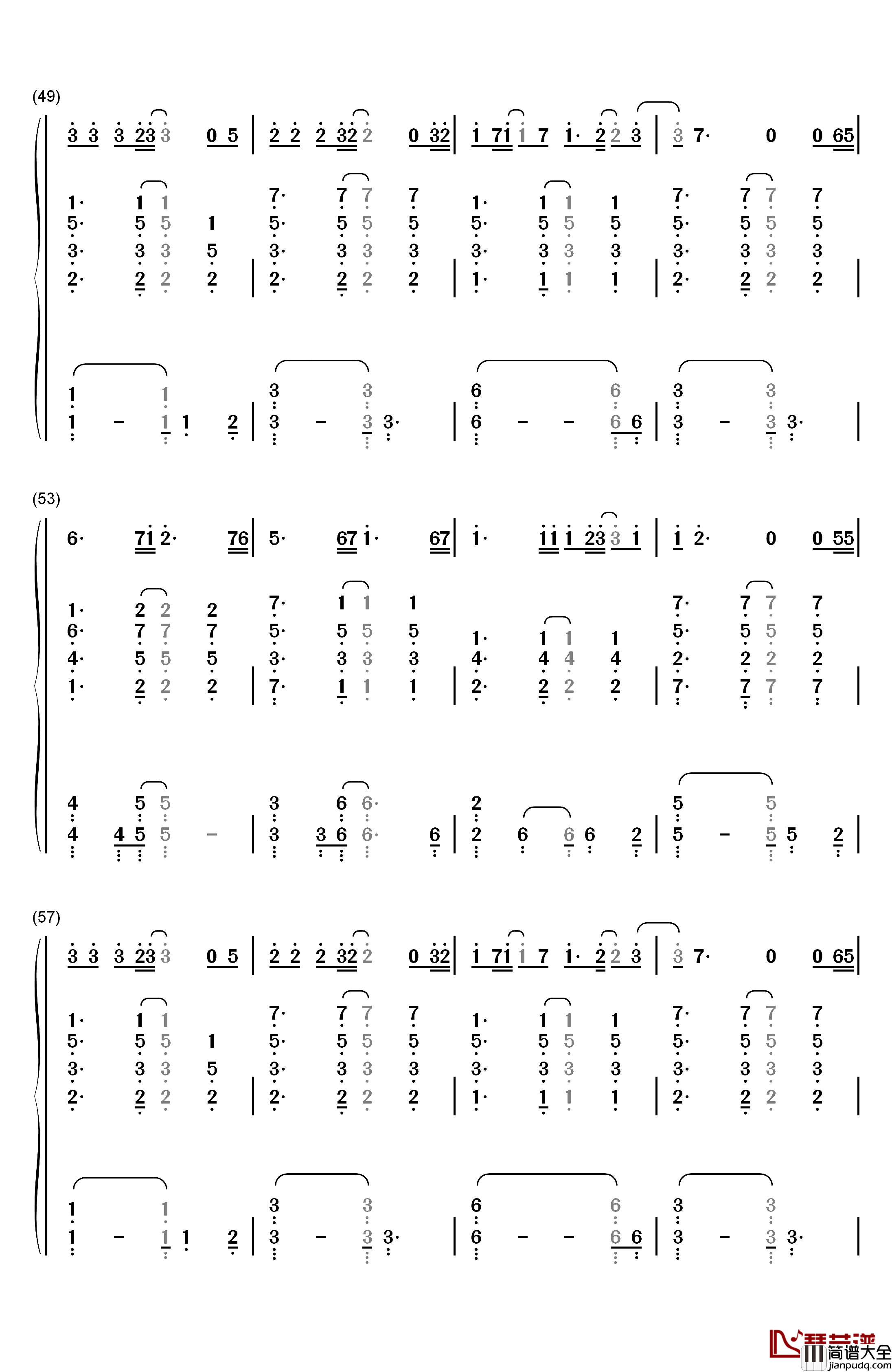 有心人钢琴简谱_数字双手_邓紫棋