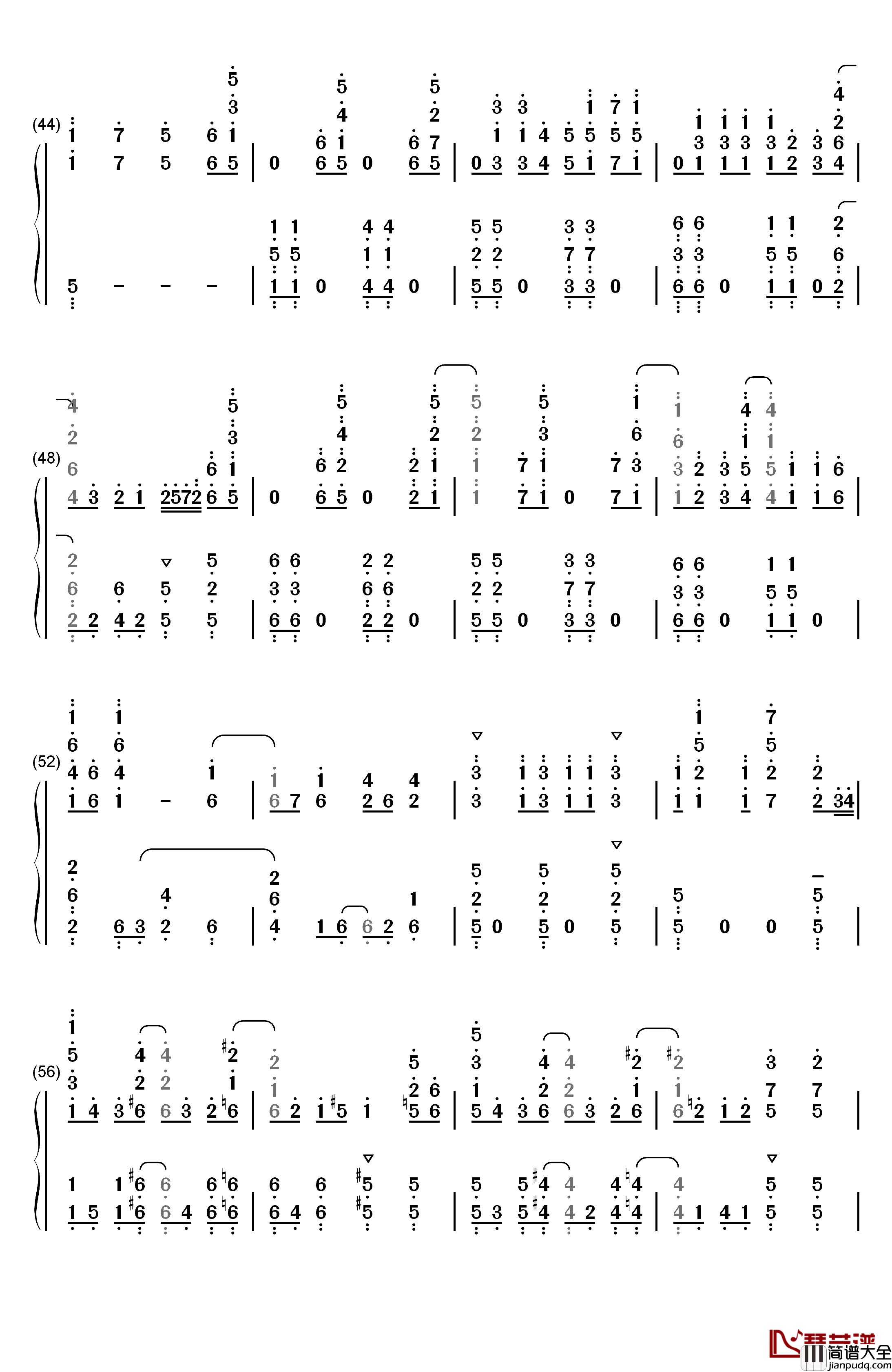 ふたりの羽根钢琴简谱_数字双手_YURiKA