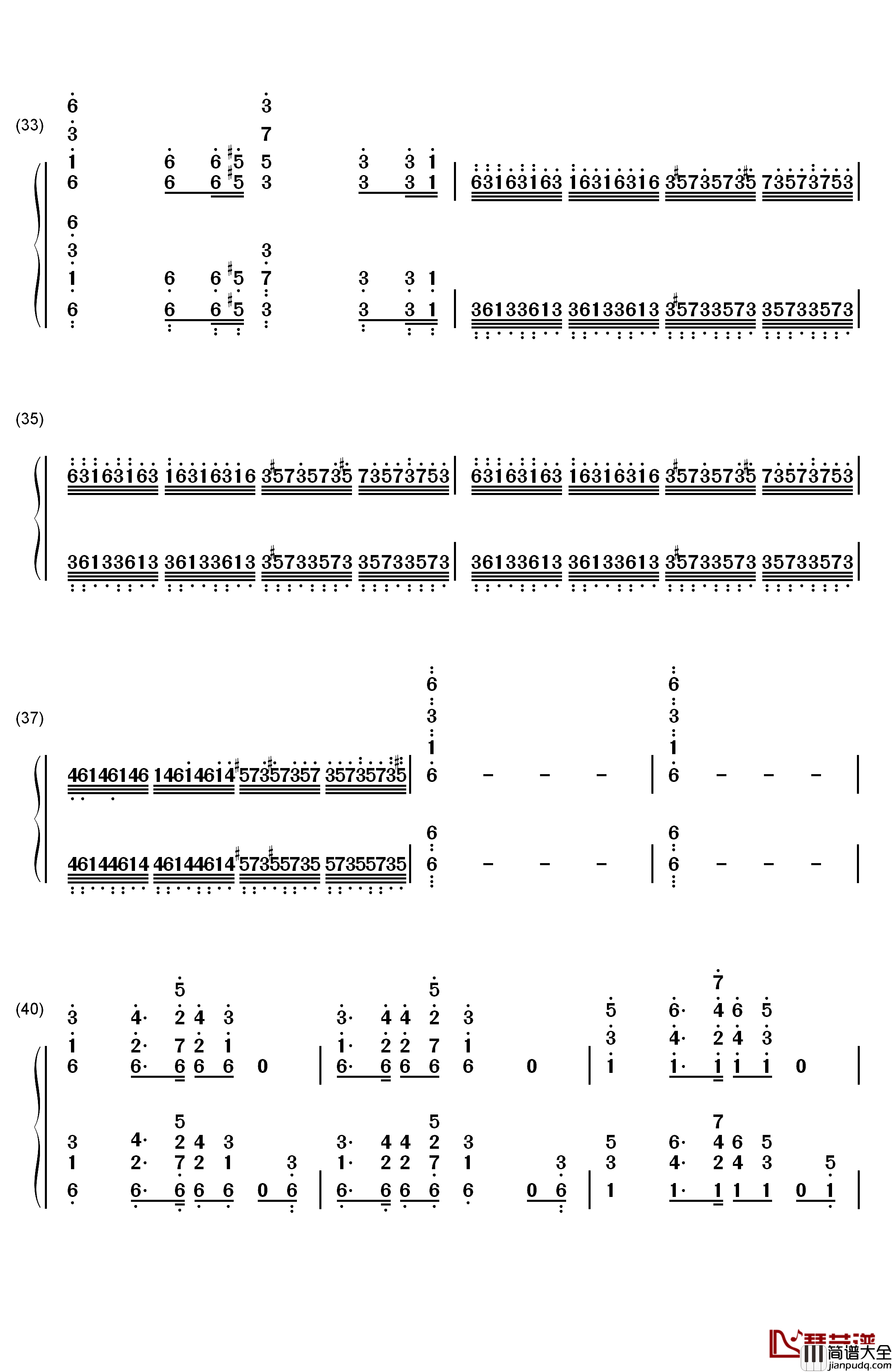 格里格钢琴变奏曲钢琴简谱_数字双手_马克西姆