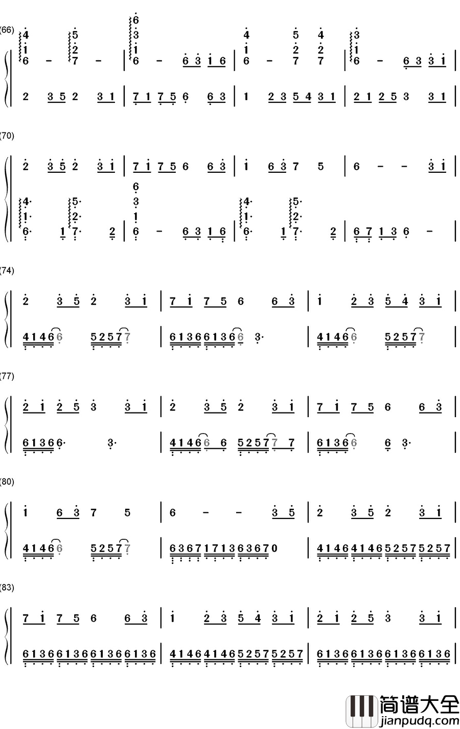 百恋歌钢琴简谱_数字双手_高杉さと美