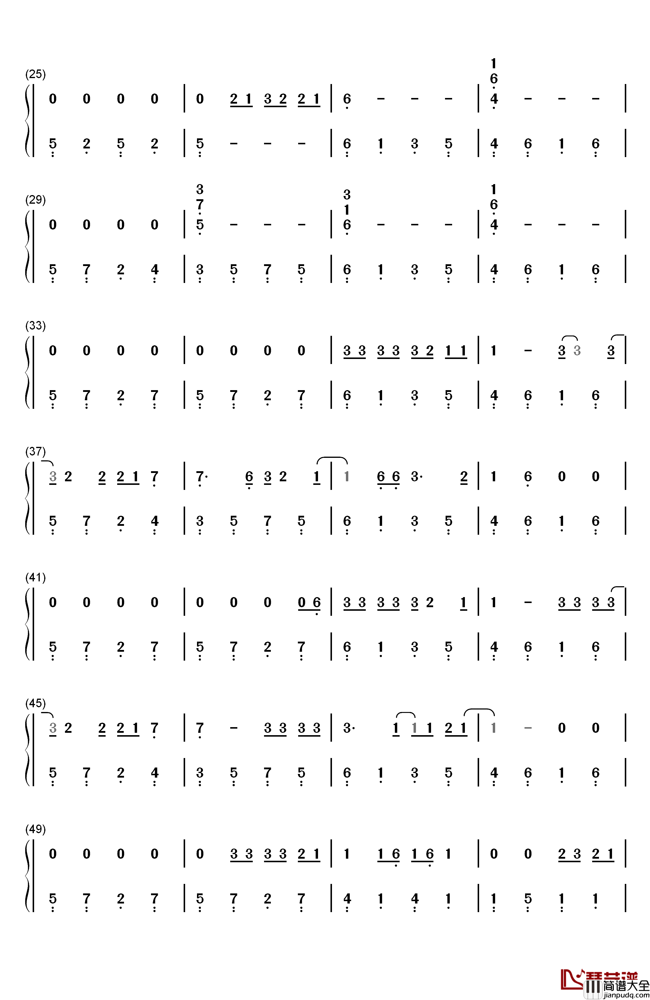 Let_Her_Go钢琴简谱_数字双手_Passenger