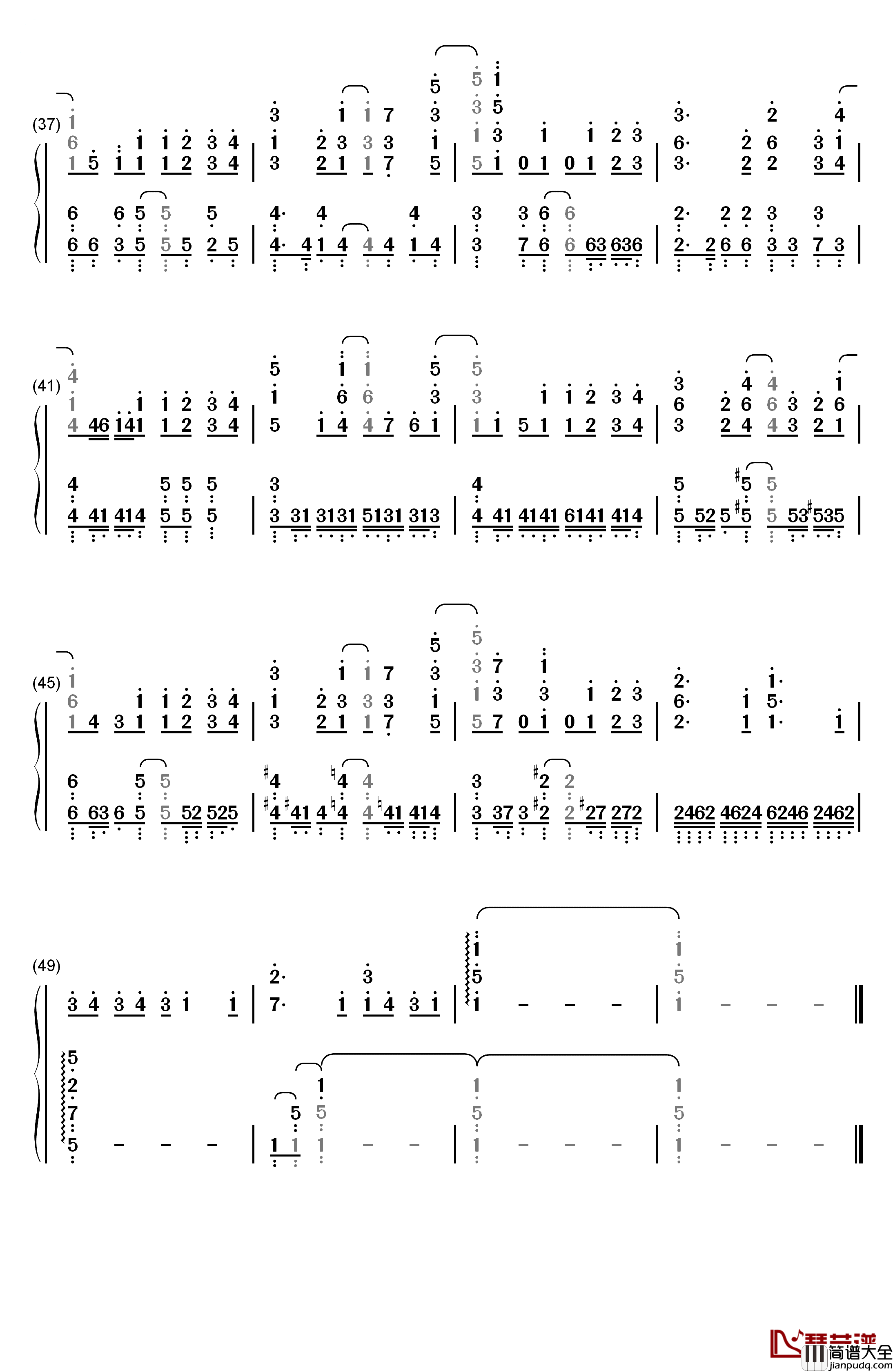 フェアリーテイル钢琴简谱_数字双手_三月のパンタシア