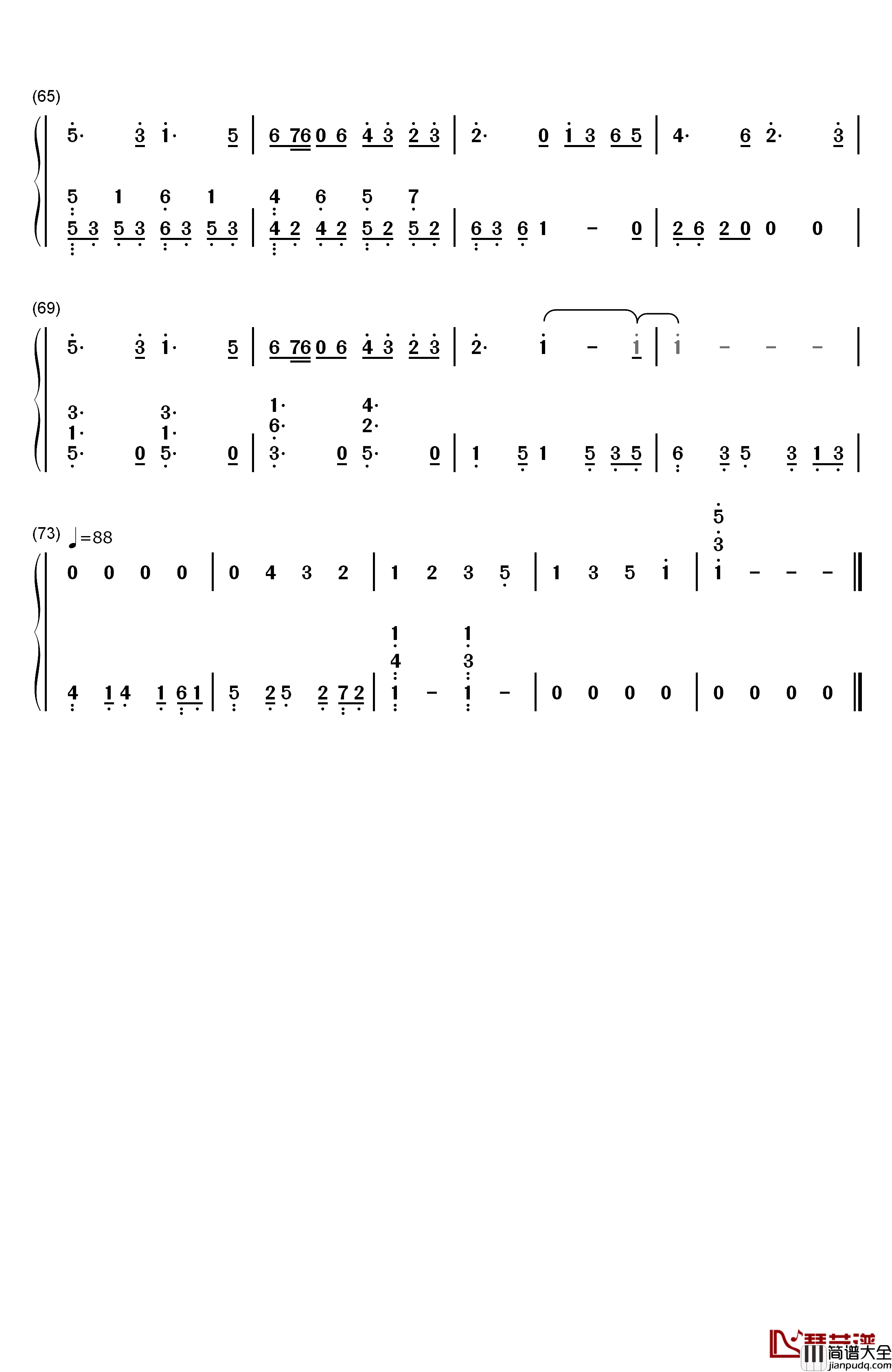 心的旋律钢琴简谱_数字双手_白浜坂高校合唱部