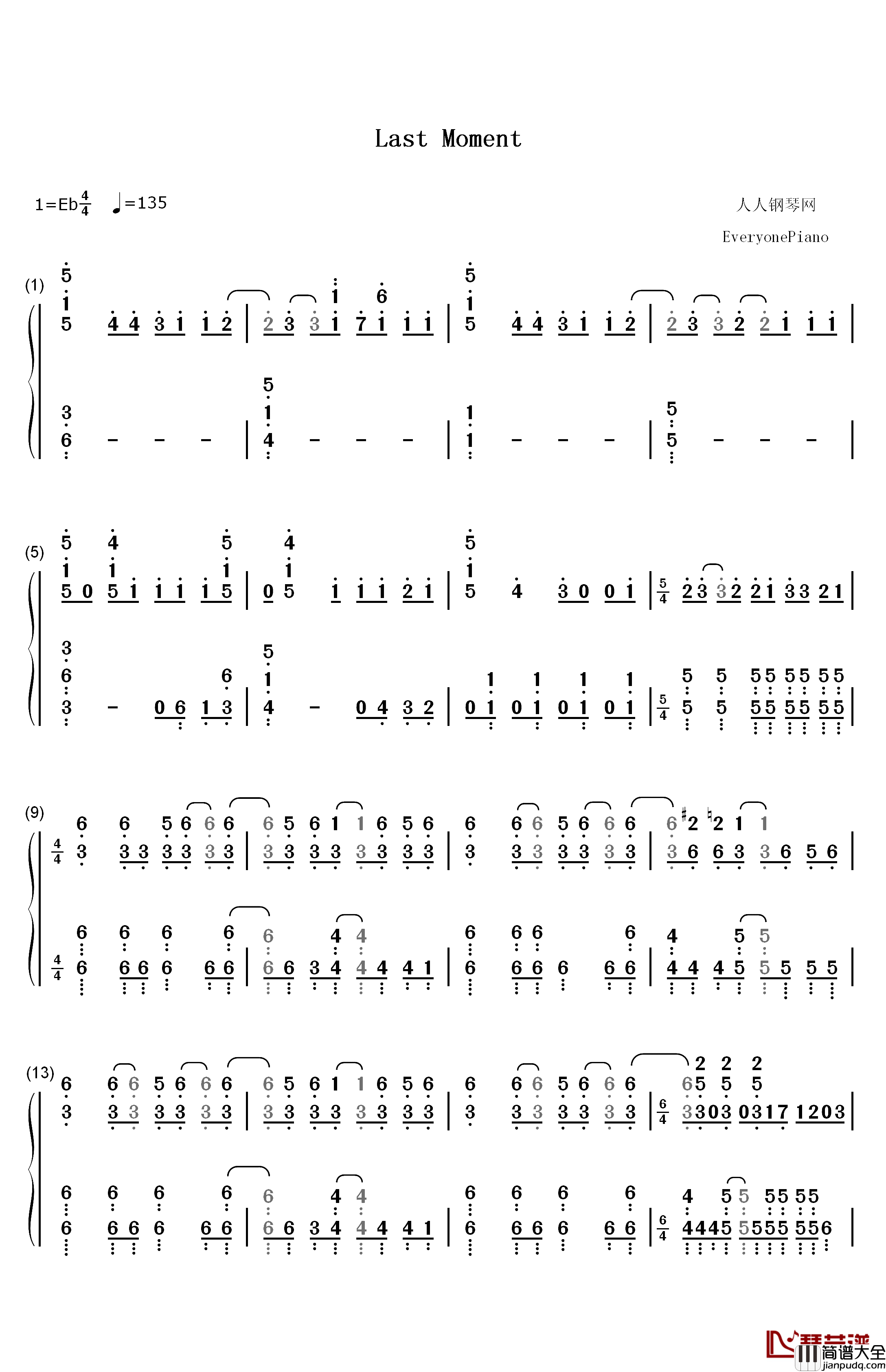 Last_Moment钢琴简谱_数字双手_SPYAIR