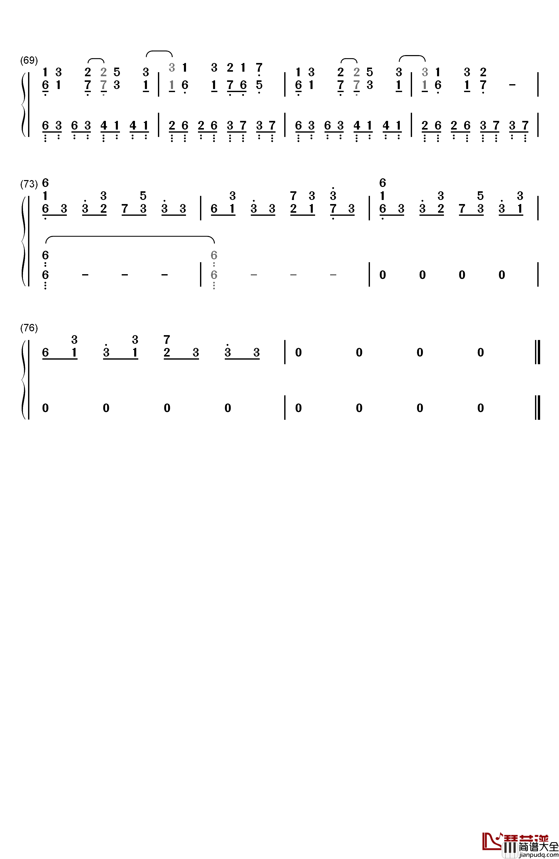 Requiem钢琴简谱_数字双手_柊奈绪