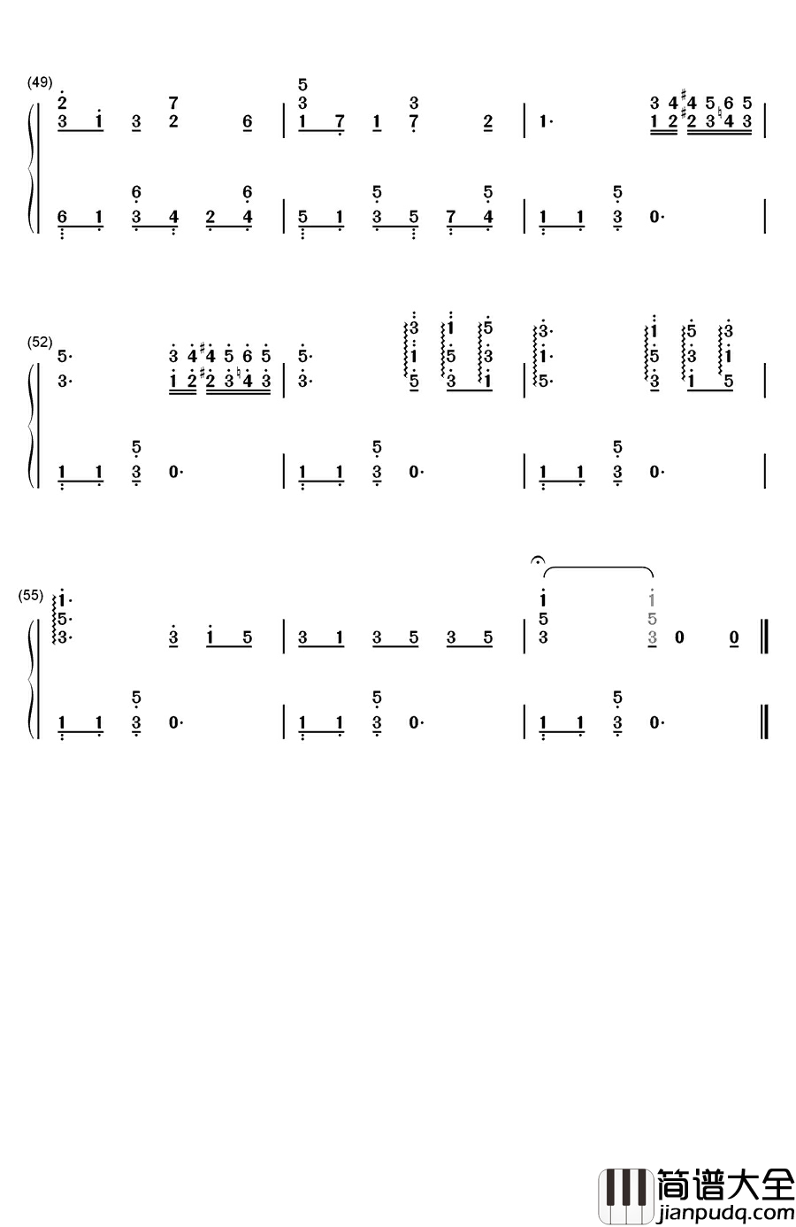 花之歌钢琴简谱_数字双手_兰格