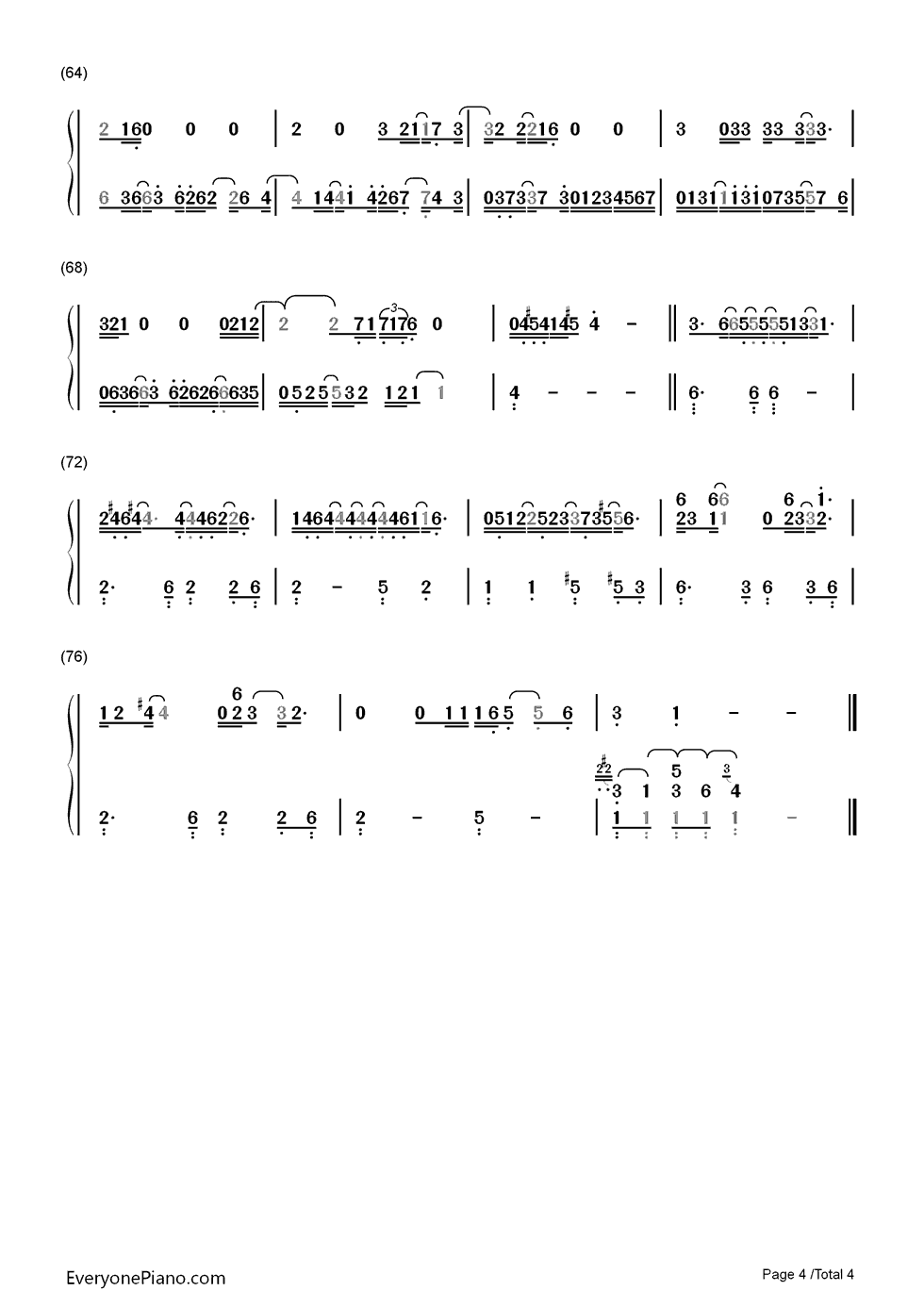 You钢琴简谱_数字双手_Ten_Sharp