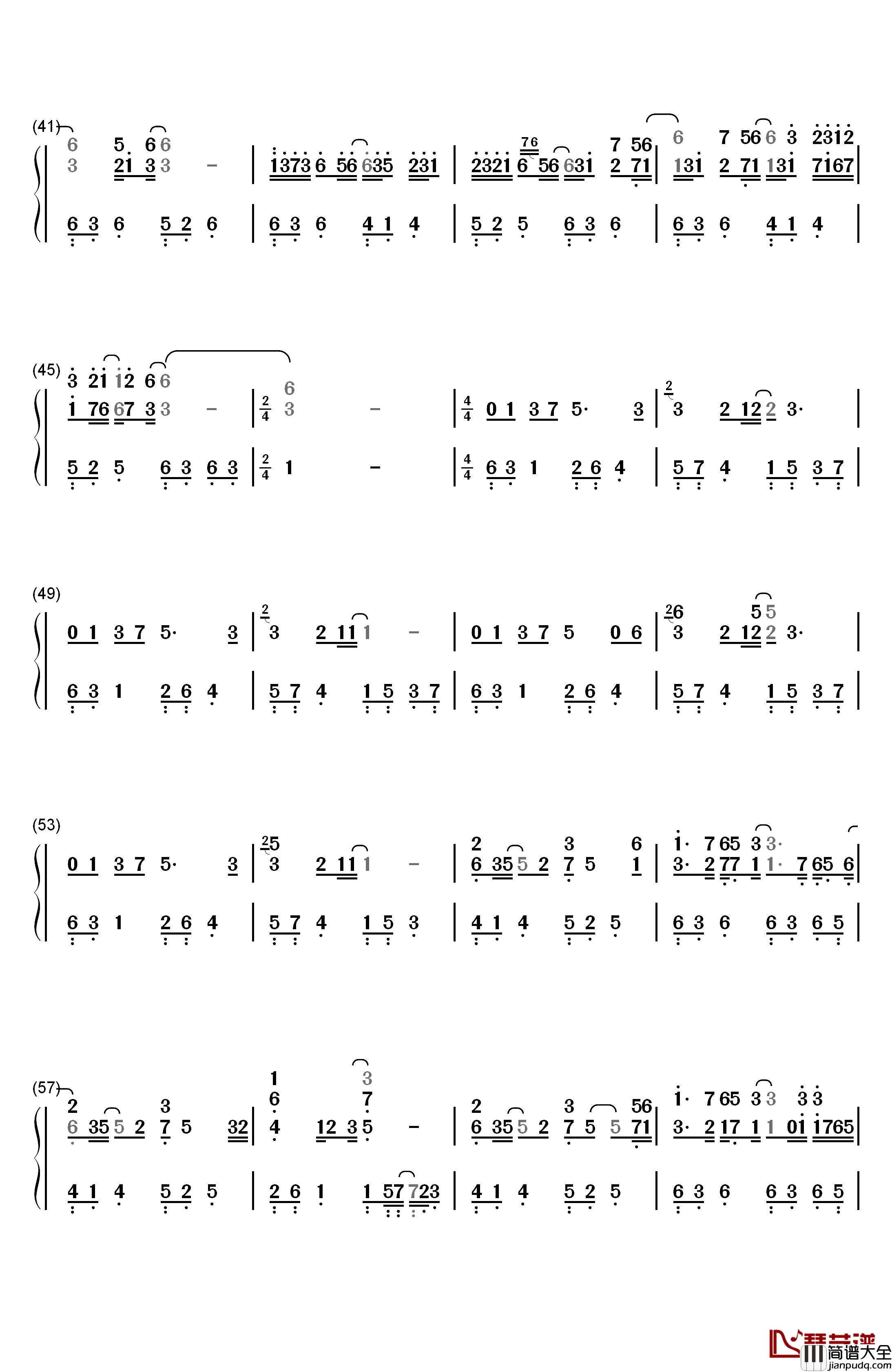 镜花水月钢琴简谱_数字双手_西村由纪江