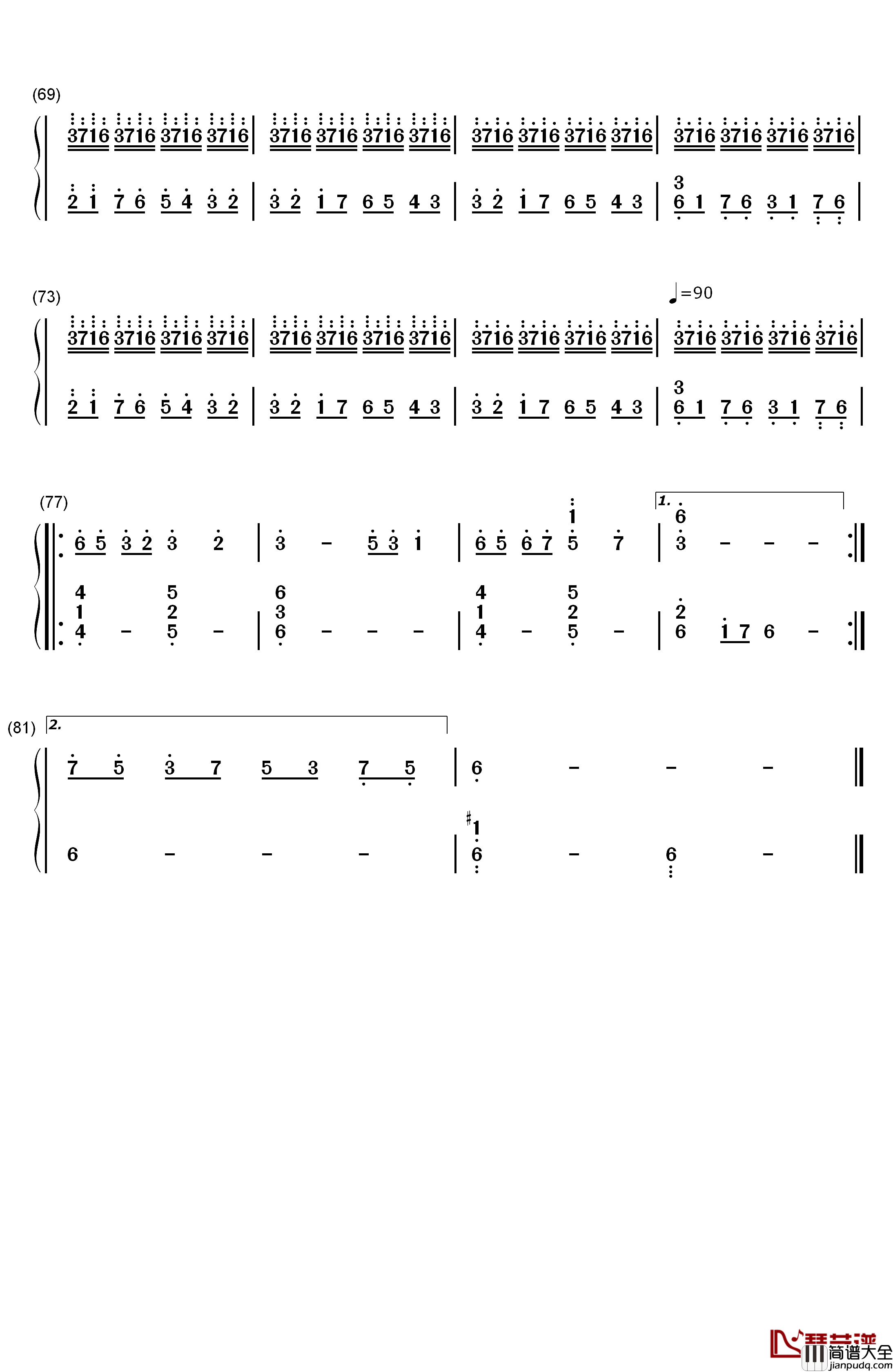 情书钢琴简谱_数字双手_Okawari