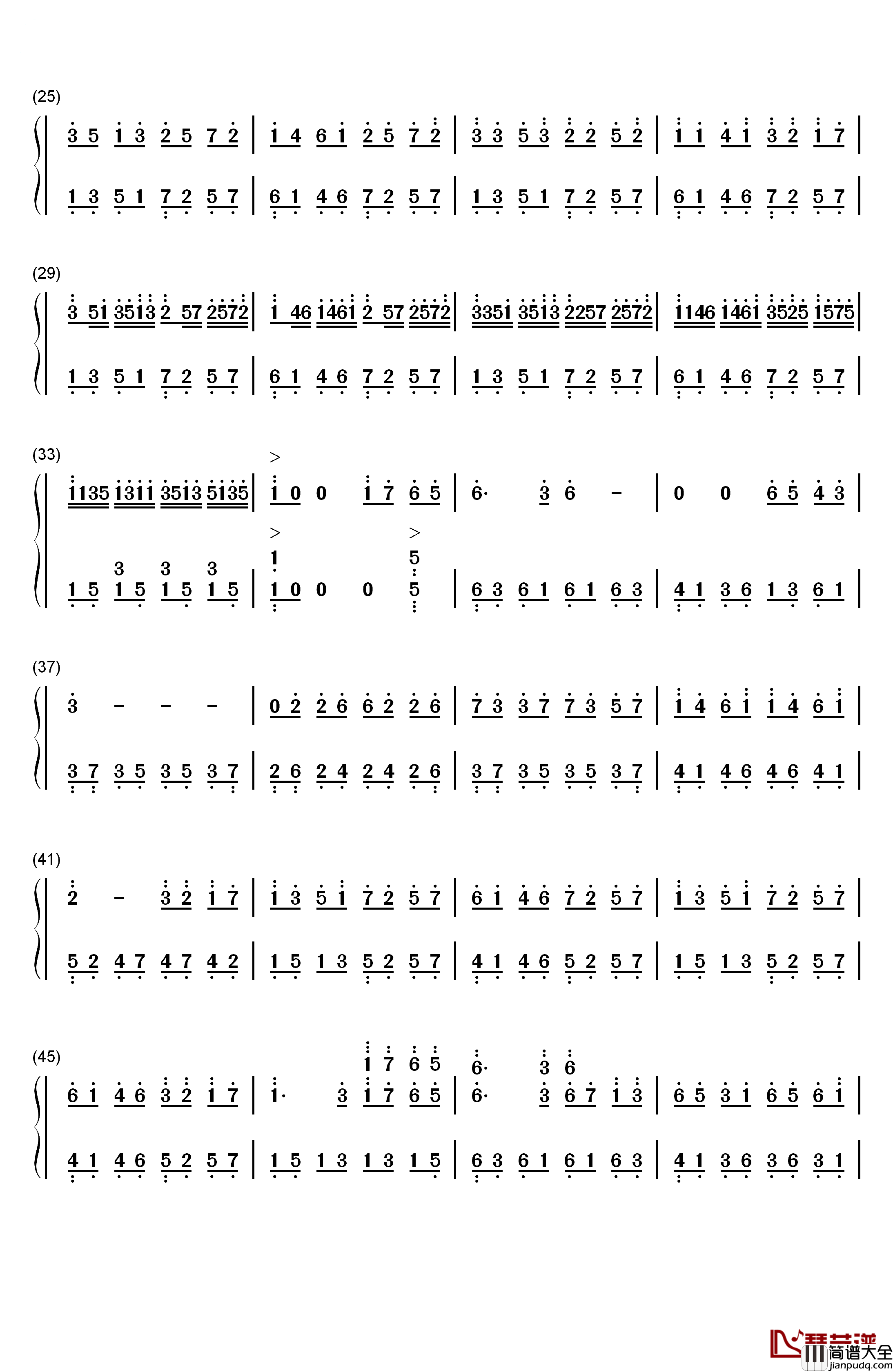 自由的生活钢琴简谱_数字双手_克莱德曼