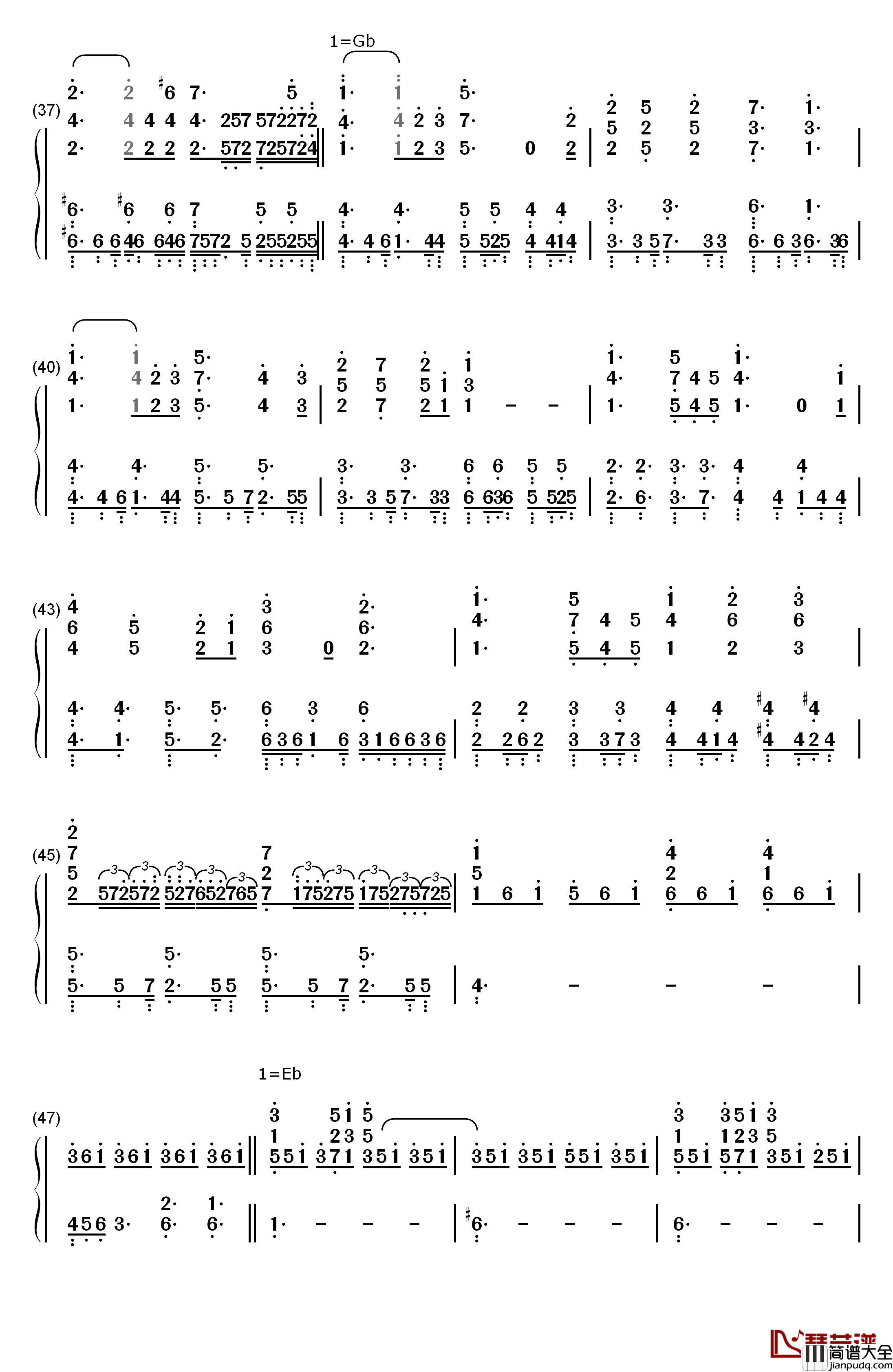 White_White_Snow钢琴简谱_数字双手_末广健一郎