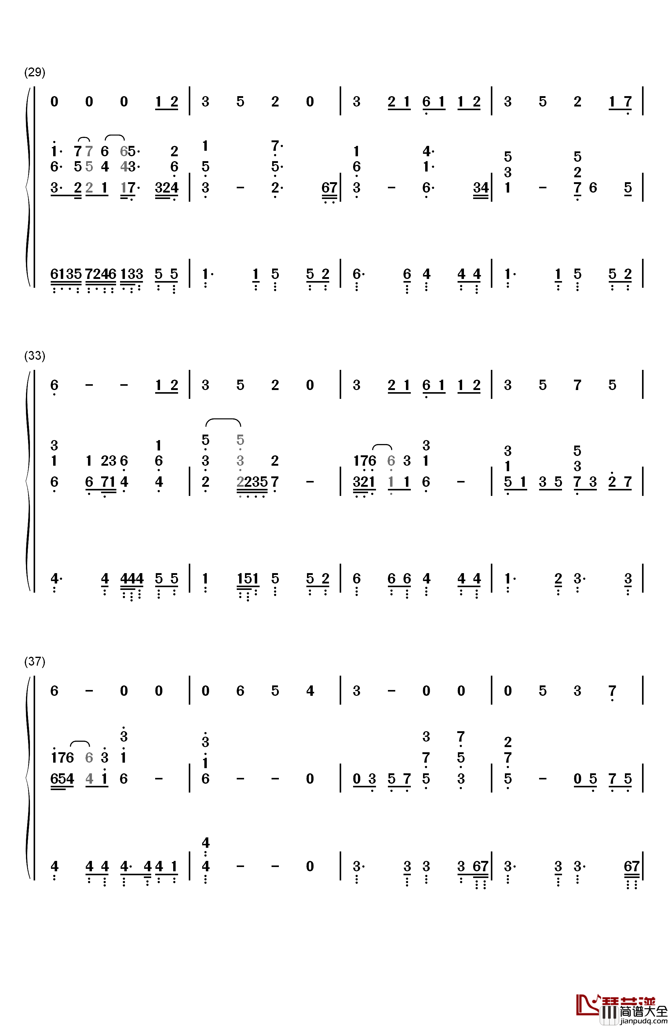 素敌だね钢琴简谱_数字双手_中野律纪（RIKKI）