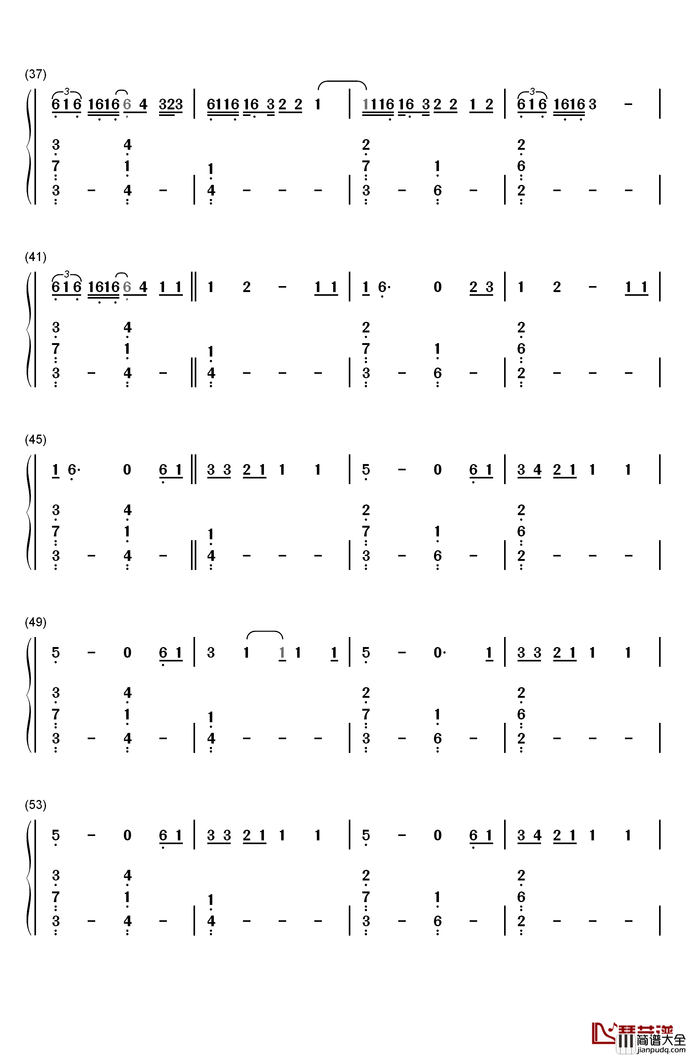 Slide钢琴简谱_数字双手_Calvin_Harris