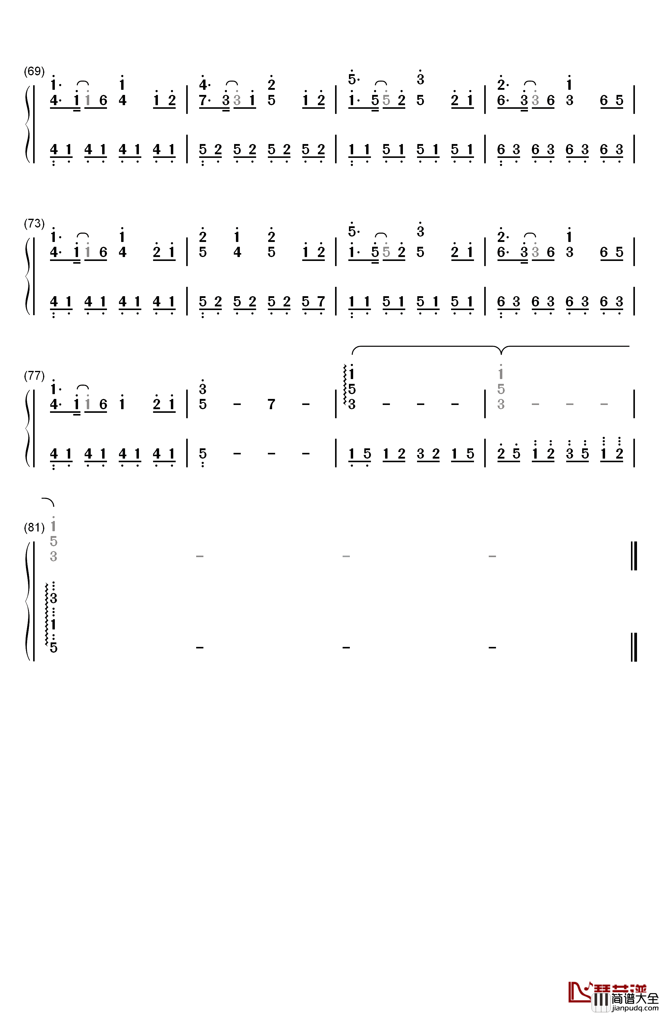 七月上钢琴简谱_数字双手_Jam