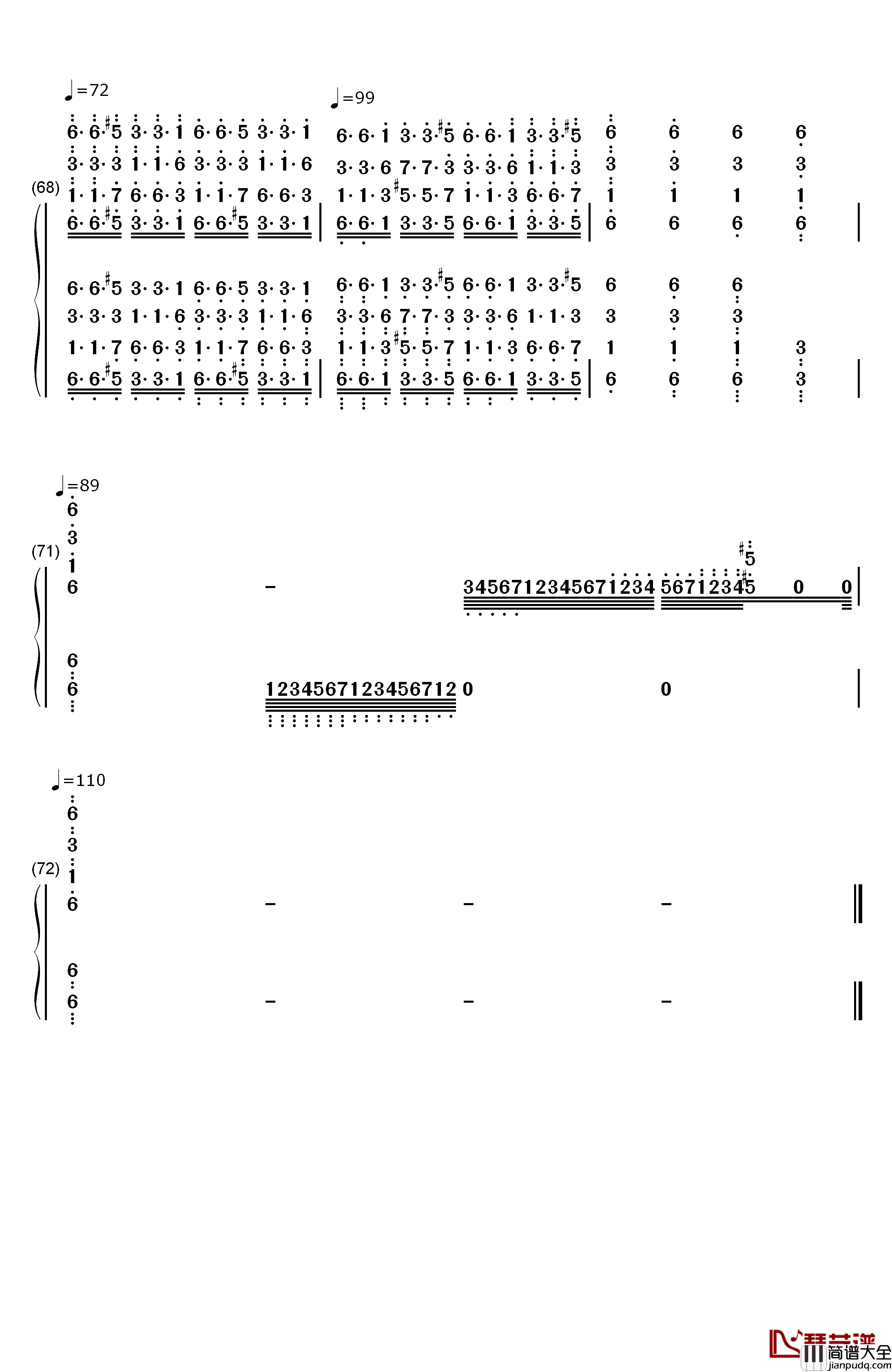 葛里格钢琴变奏曲钢琴简谱_数字双手_爱德华·格里格