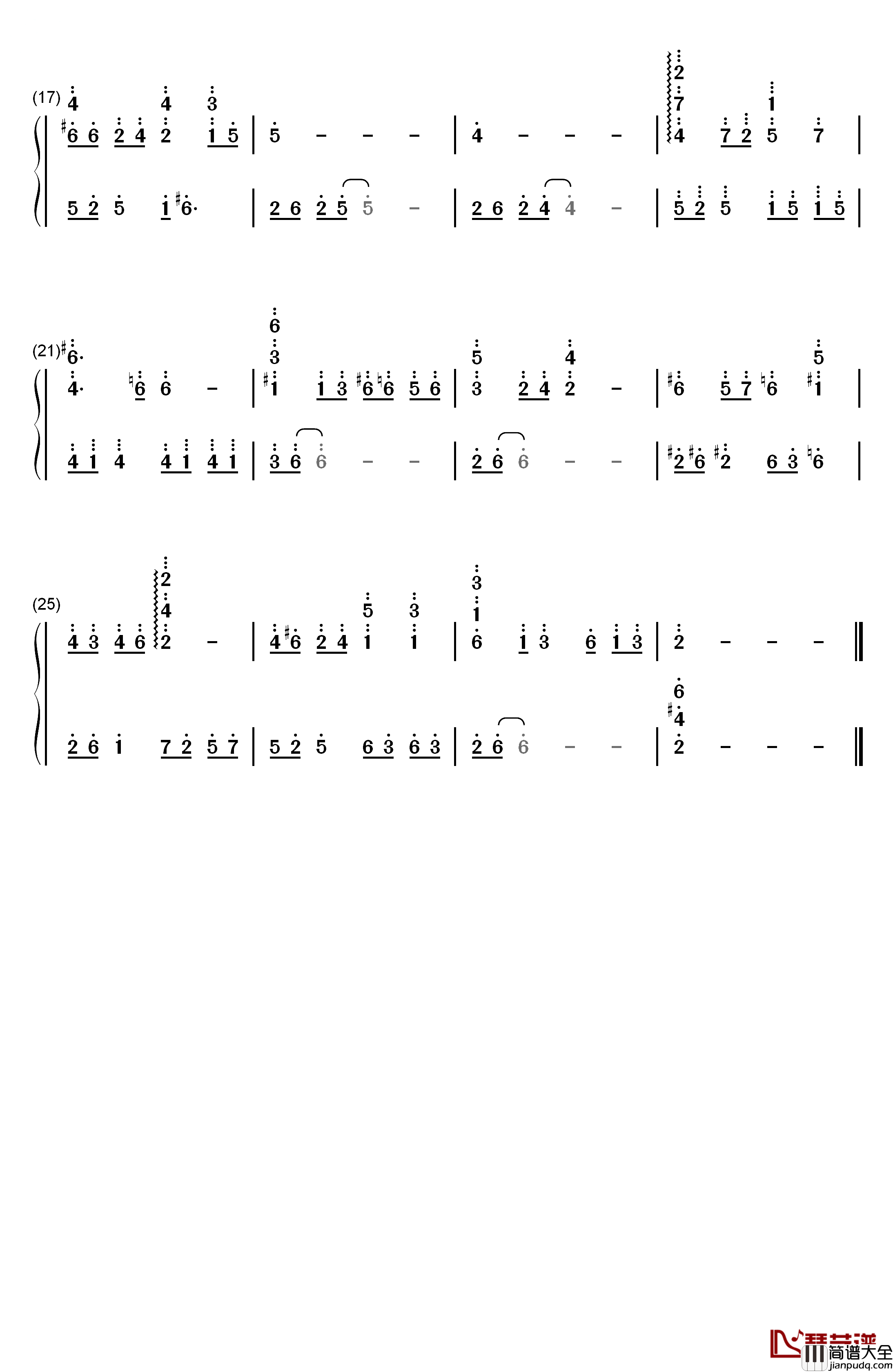 届かぬ想い钢琴简谱_数字双手_HIKO