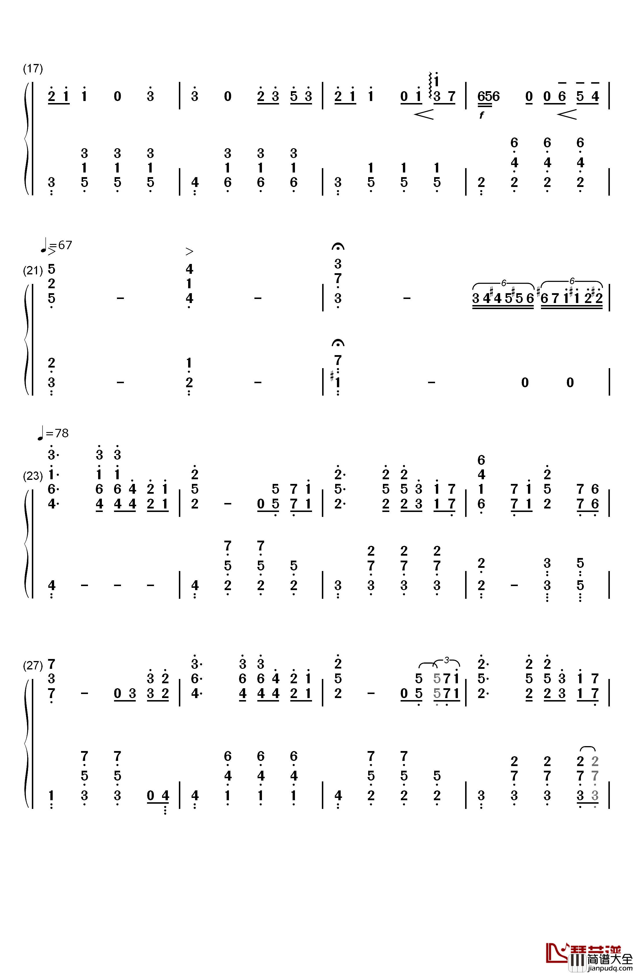 帰らざる日々钢琴简谱_数字双手_久石让_宫崎骏