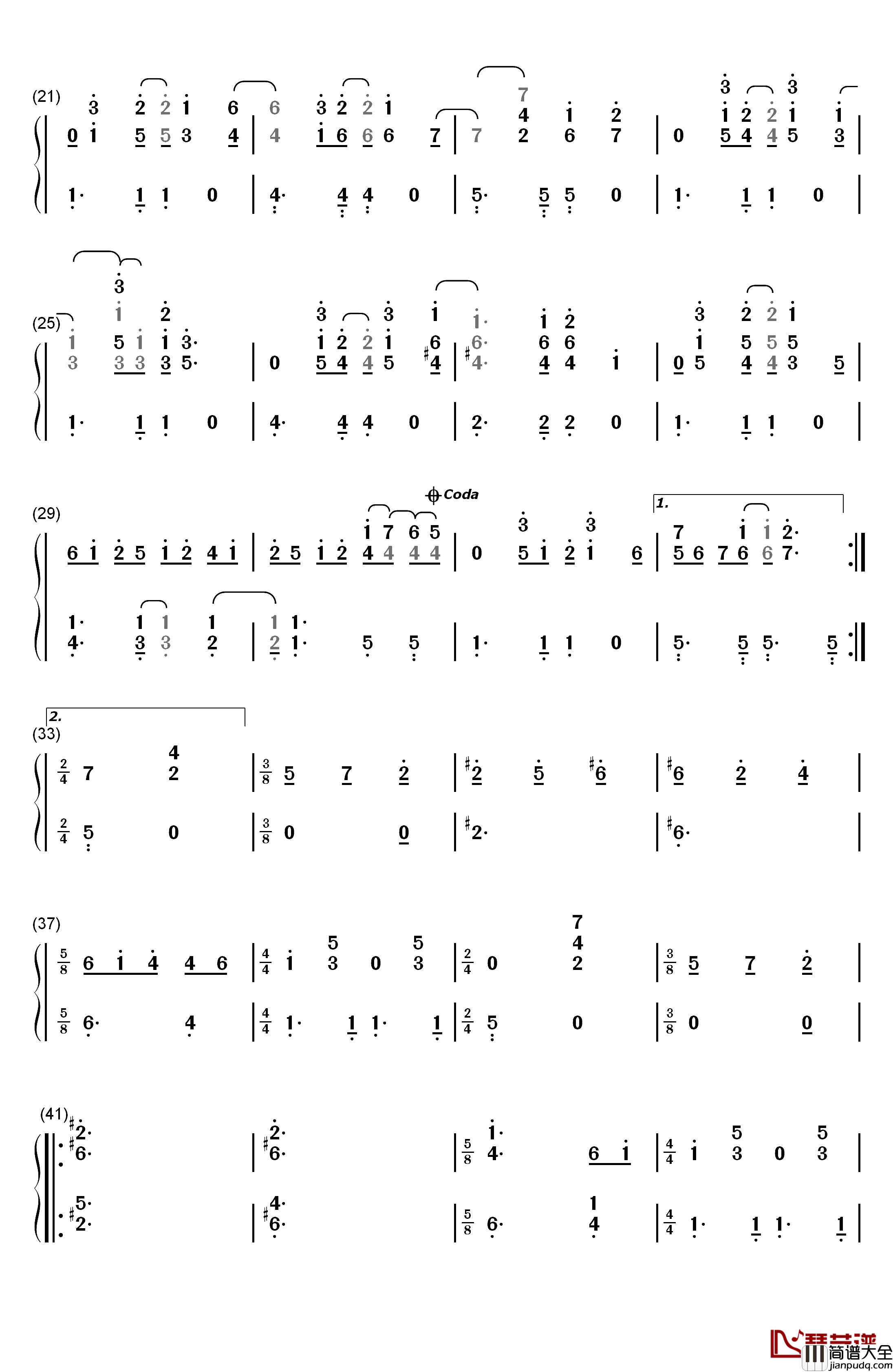 Here_Comes_the_Sun钢琴简谱_数字双手_The_Beatles