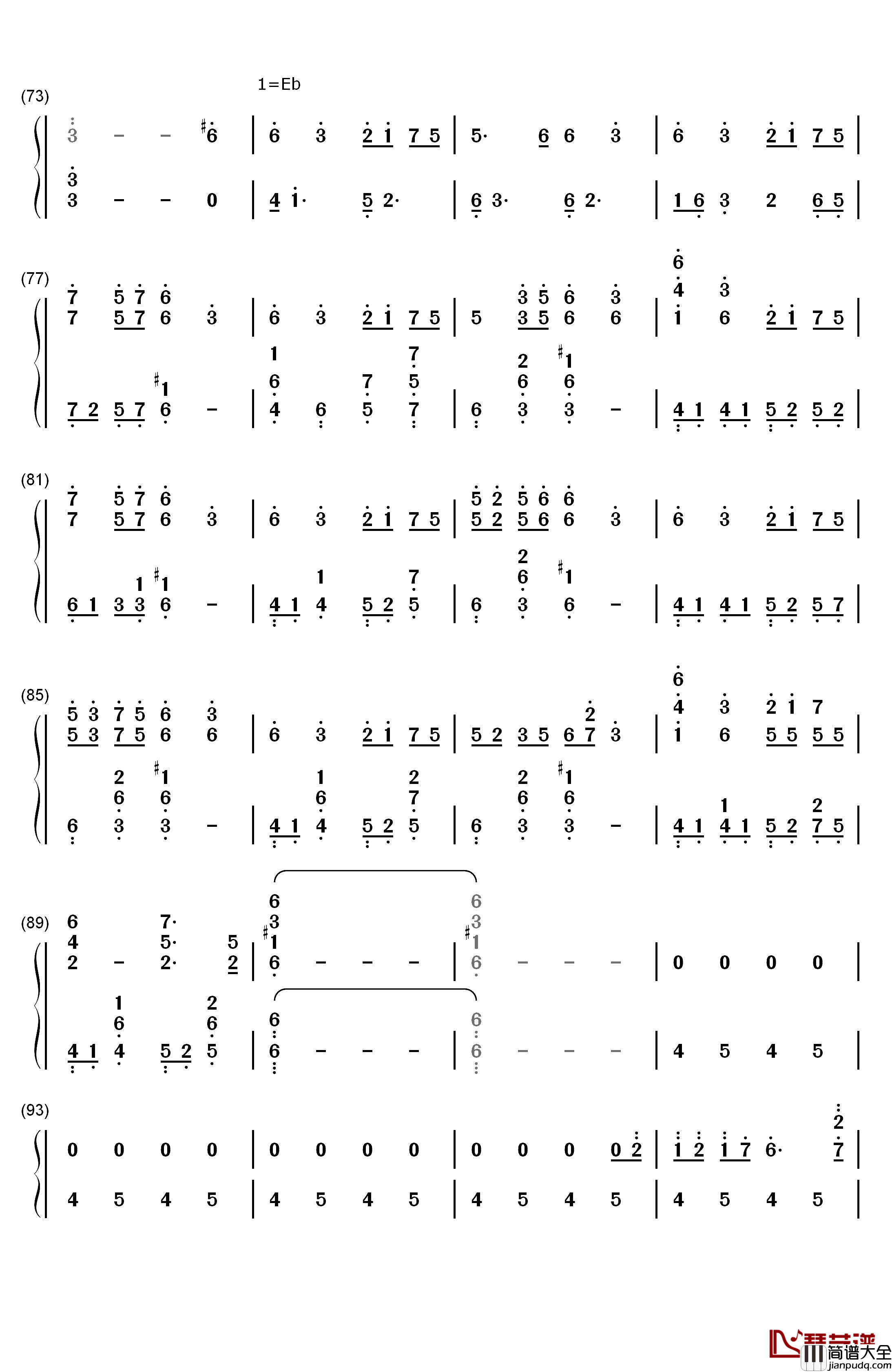 Fairytale钢琴简谱_数字双手_Kalafina