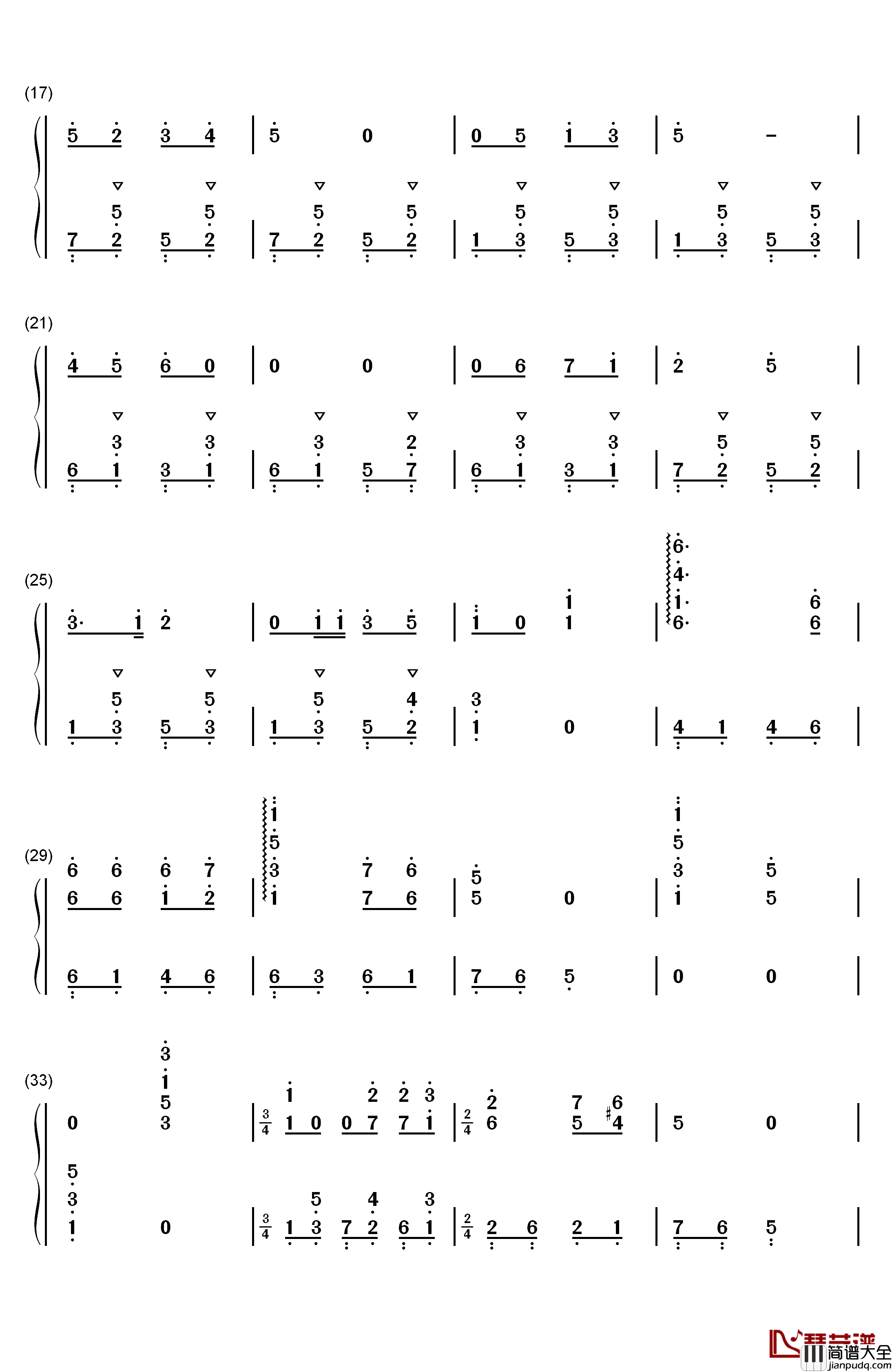 少年，少年，祖国的春天钢琴简谱_数字双手_小蓓蕾组合