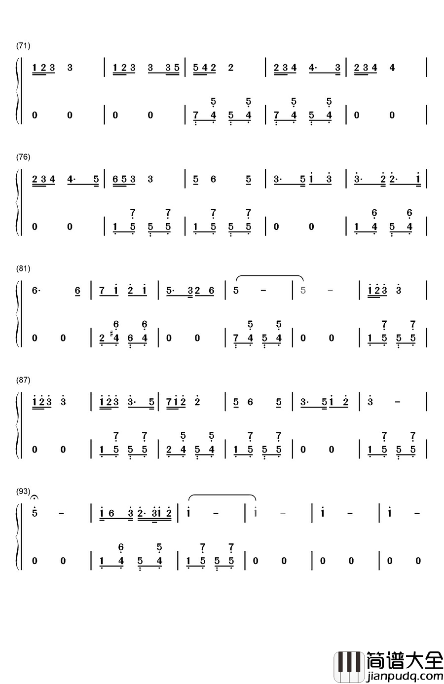 祝酒歌钢琴简谱_数字双手_李光羲