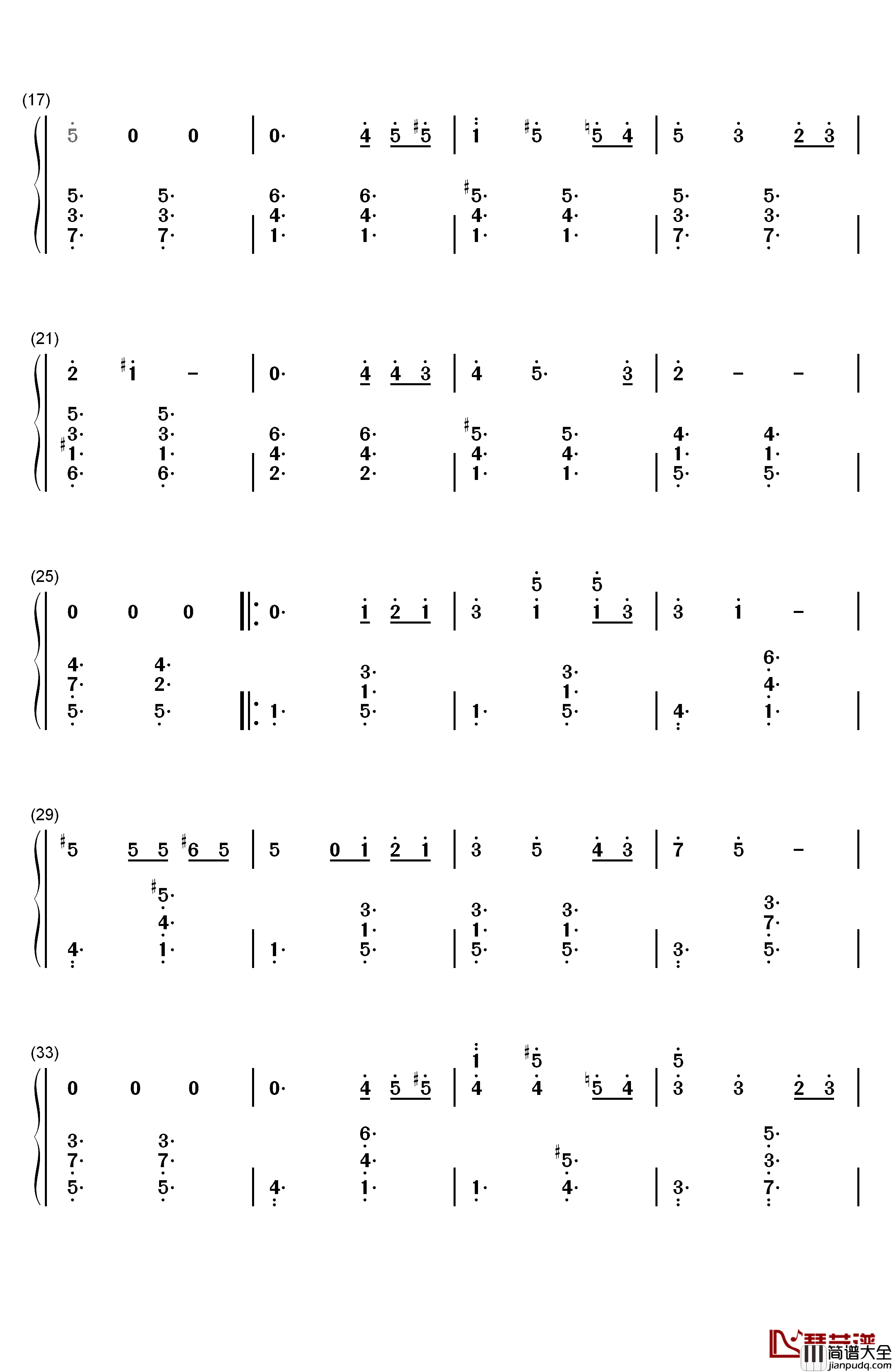 lonely_christmas钢琴简谱_数字双手_陈奕迅