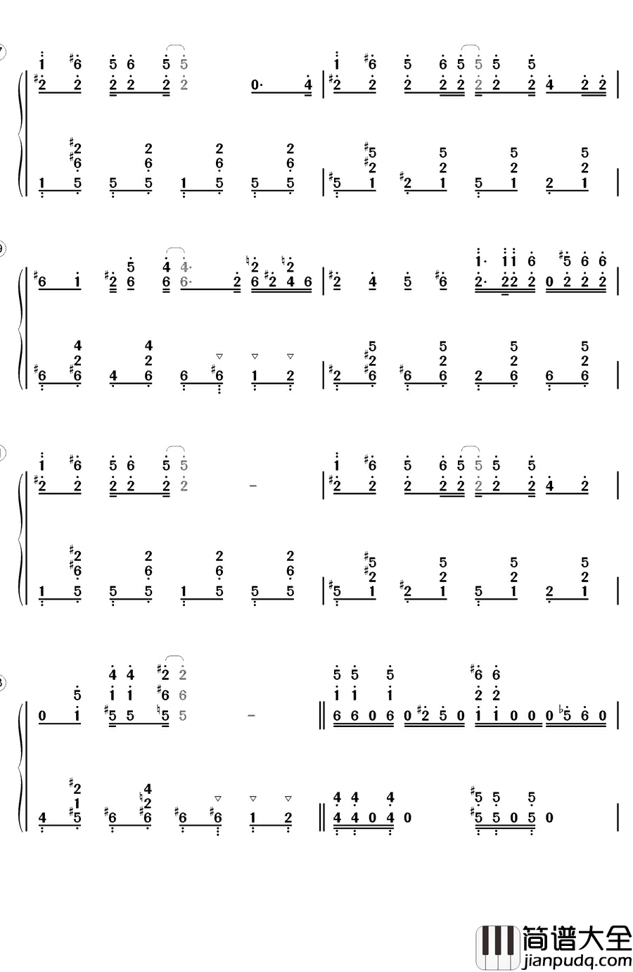 一年级钢琴简谱_数字双手_陈学冬_宋佳_First_Gril