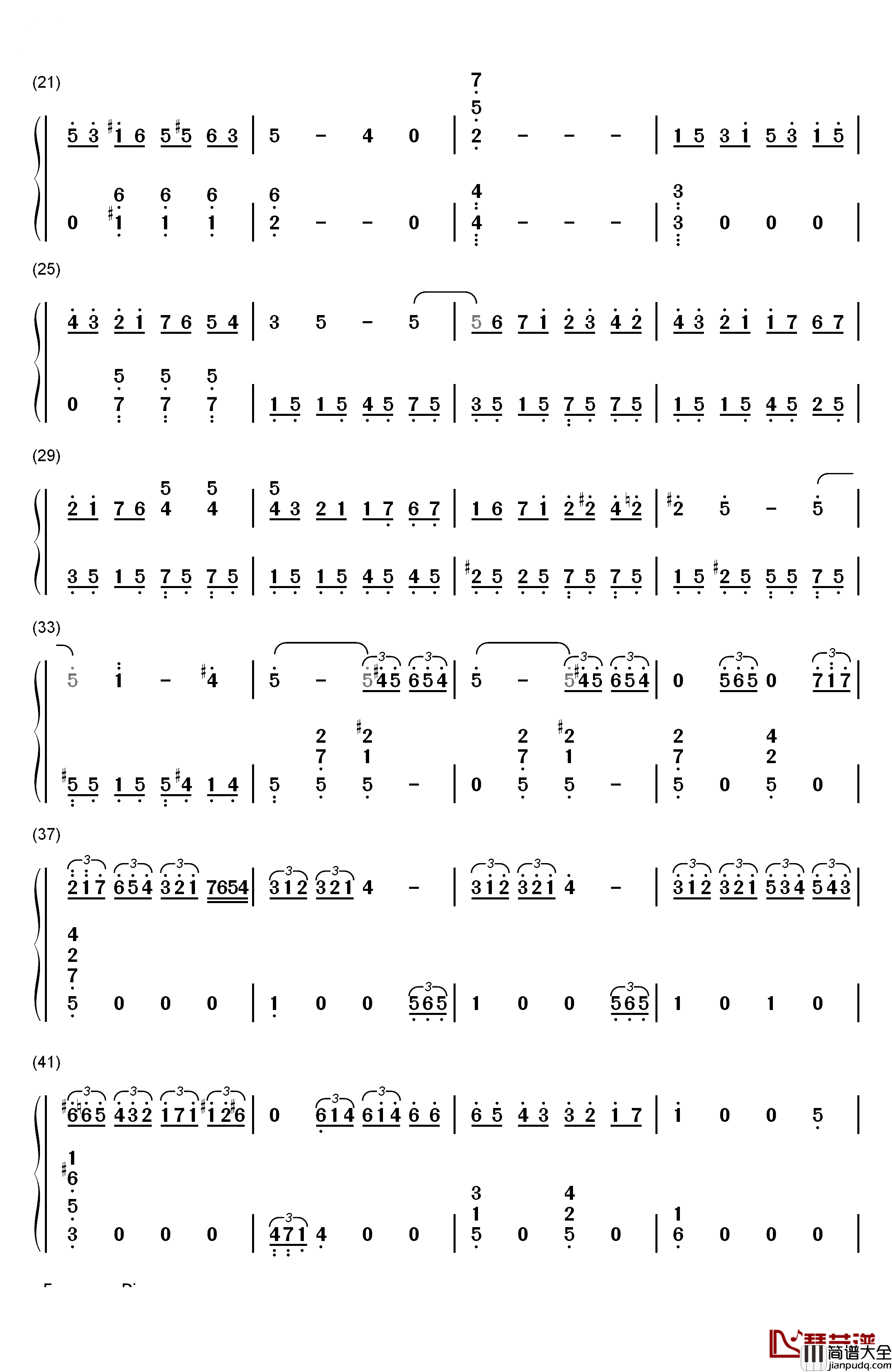 悲怆钢琴简谱_数字双手_贝多芬